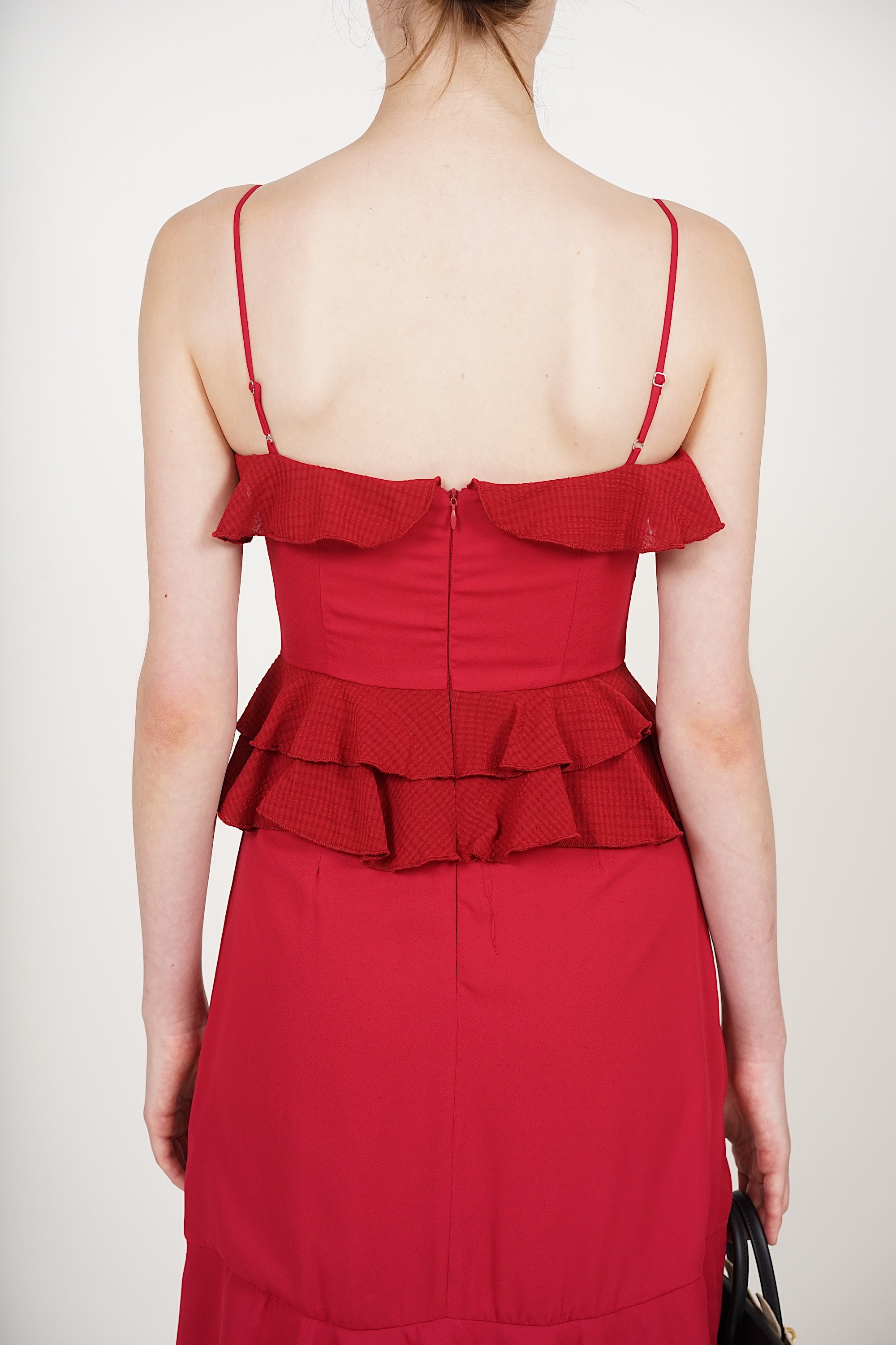 Frilled Maxi Dress in Red