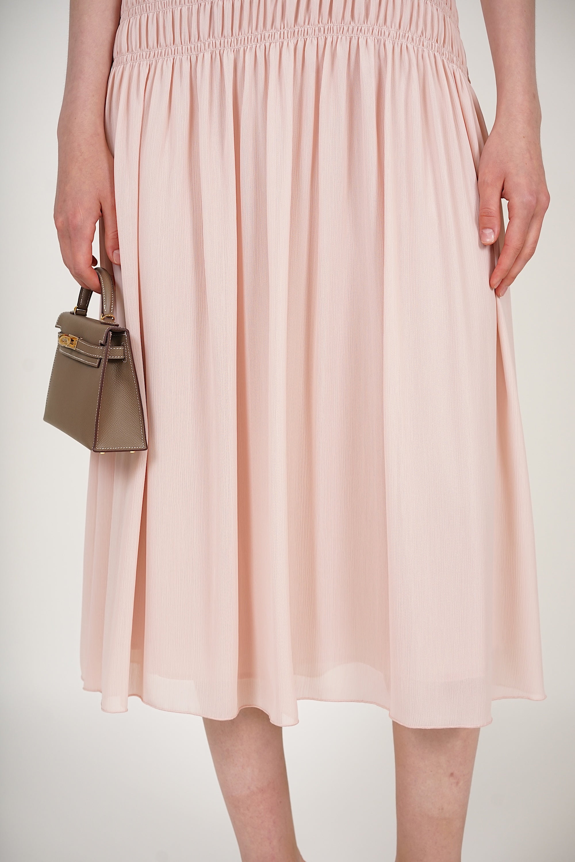 Smocked Flare Dress in Pink