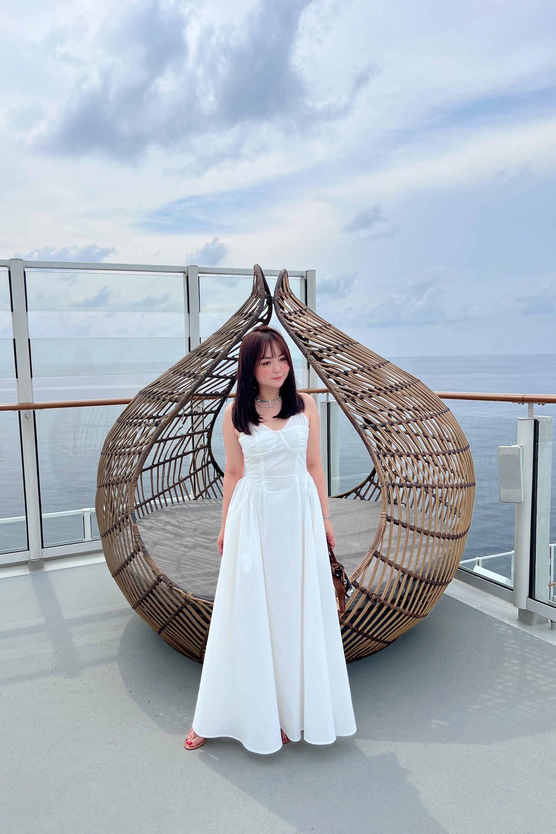 Bustier Gathered Dress in White