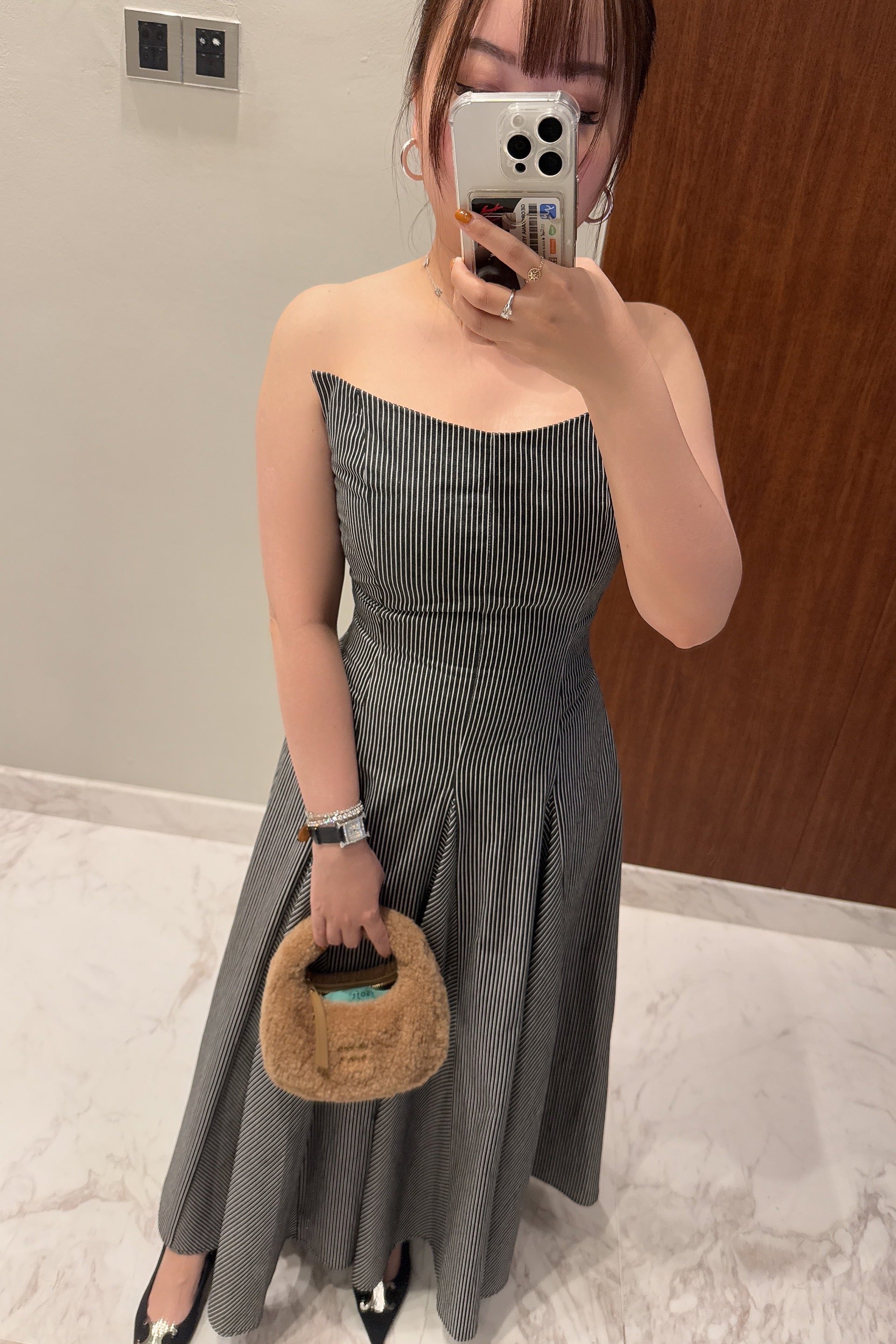 Giana Tube Dress in Black Stripes