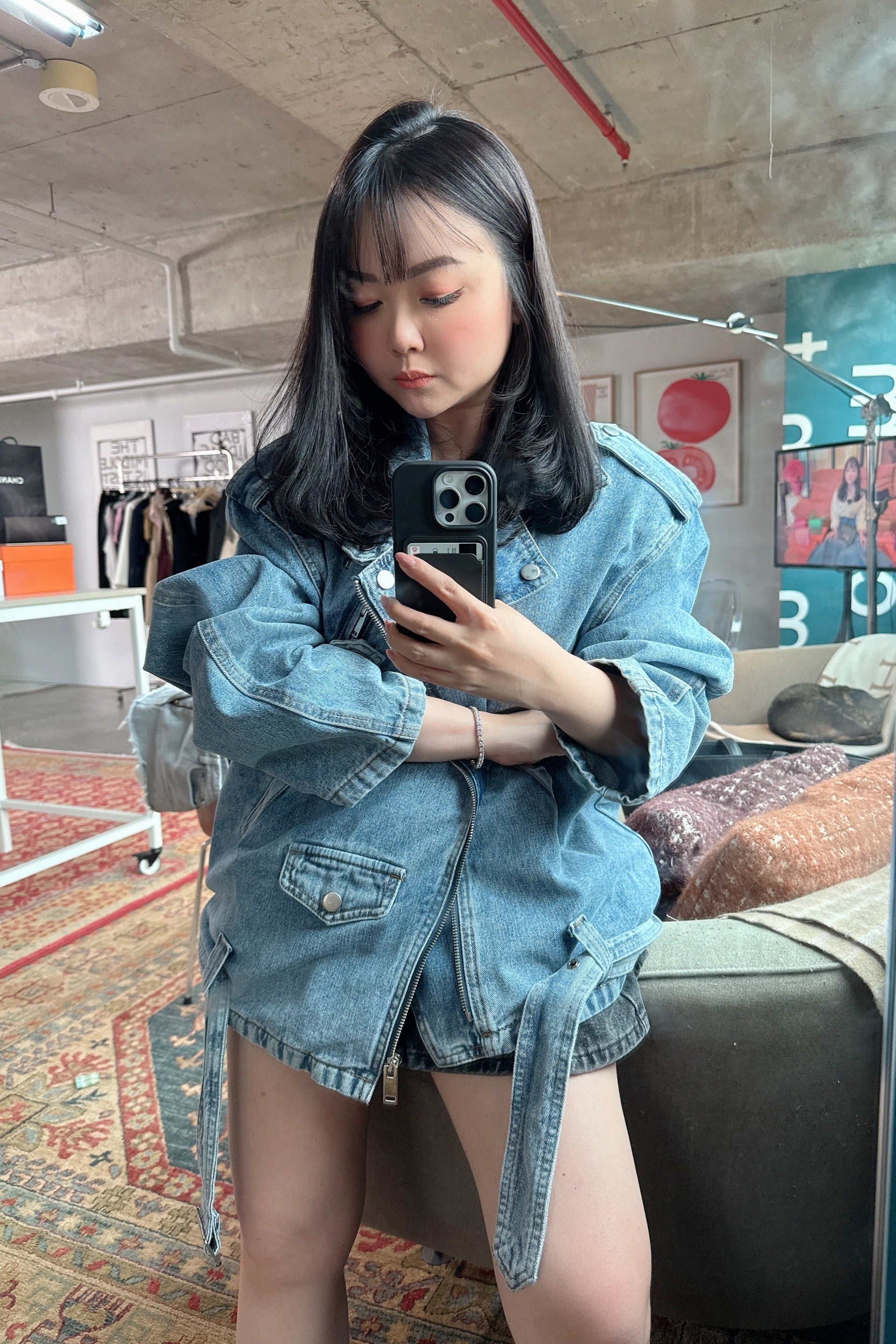 Giana Oversized Biker in Denim