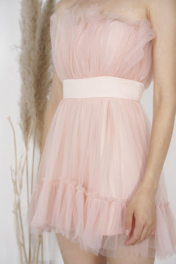 Lenya Tulle Romper in Light Pink