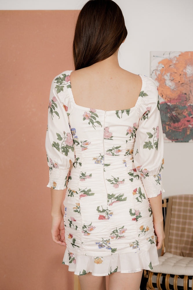 Ademe Ruched Dress in Ivory
