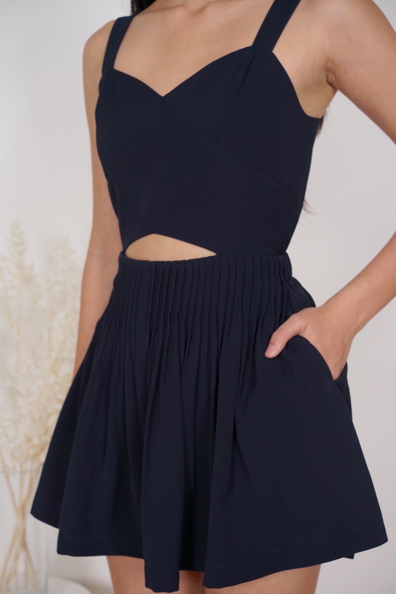 Germia Pleated Romper in Midnight