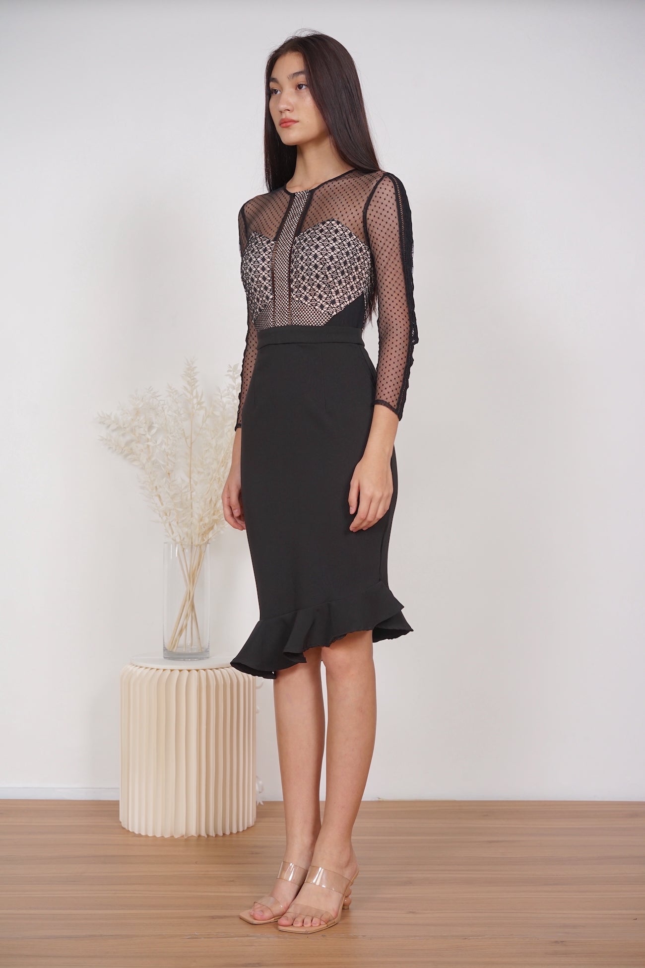 Sofya Lace Dress in Black