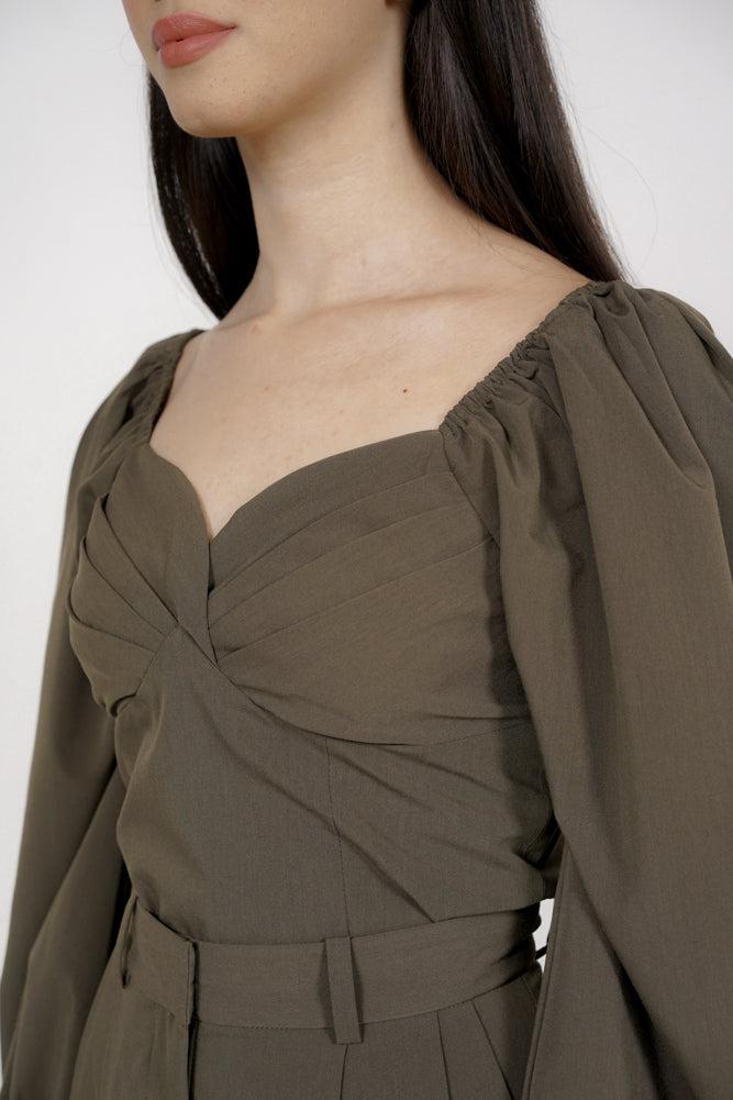 Francis Sleeved Top in Olive