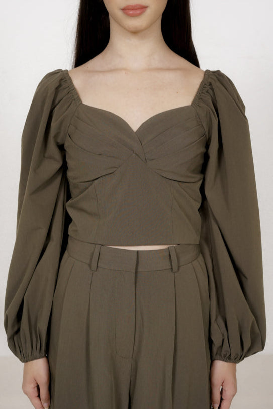 Francis Sleeved Top in Olive