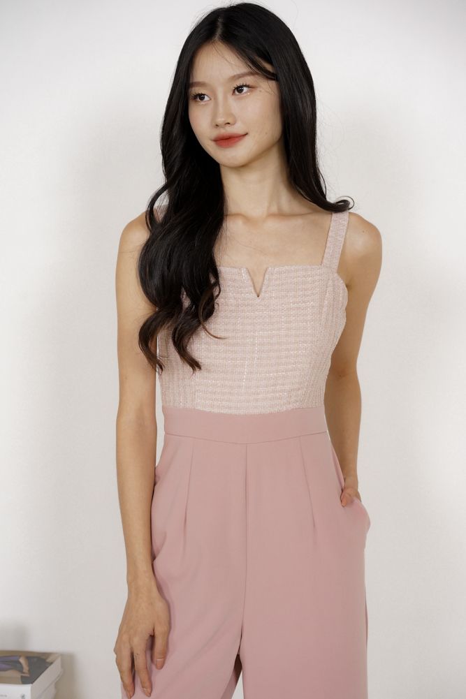 Ander Tweed Jumpsuit in Pink