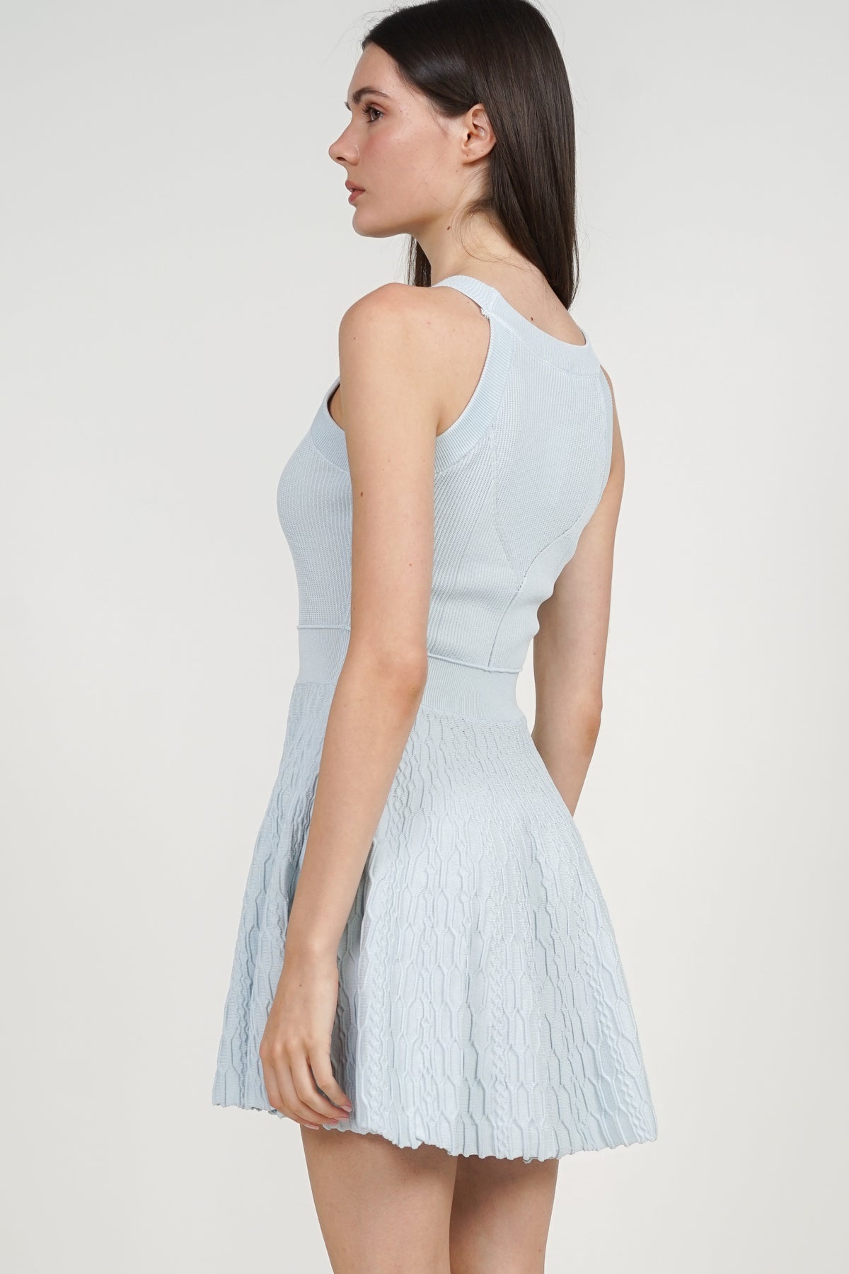 Halter Neck Knit Dress in Glacier Blue