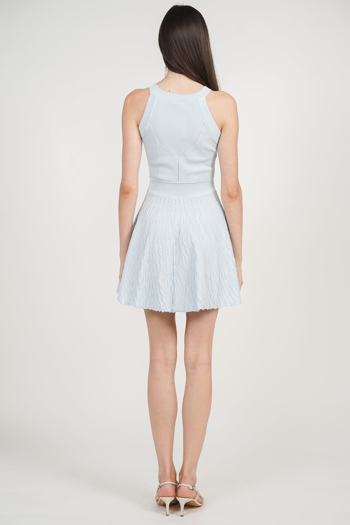 Halter Neck Knit Dress in Glacier Blue