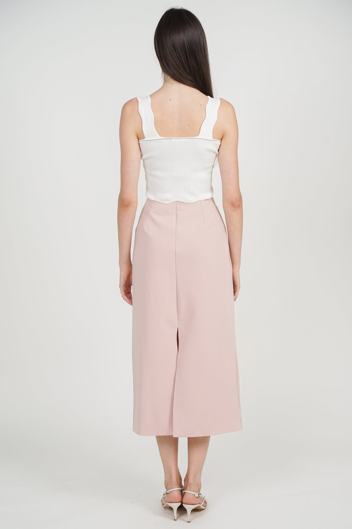 Peplum Top with Straight Cut Skirt Set in Lotus Pink