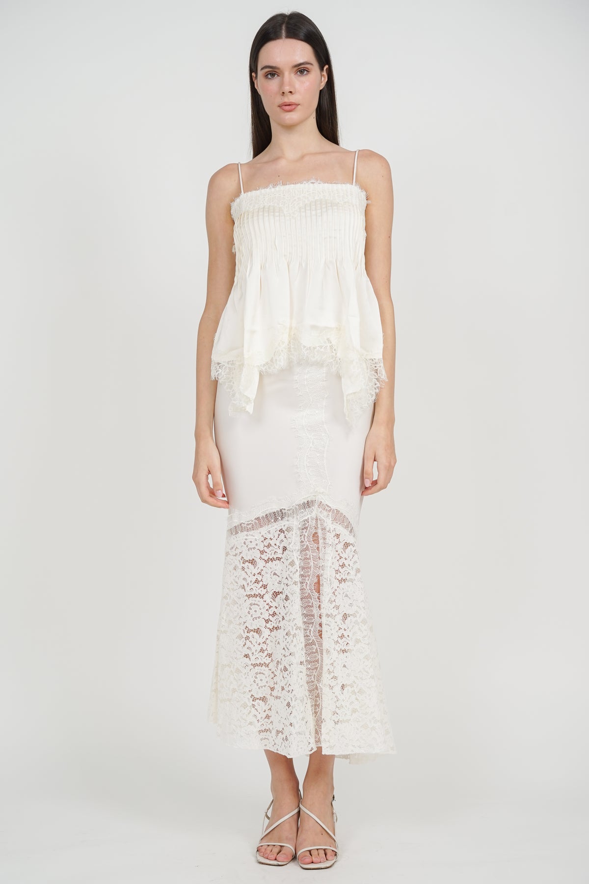 Fishtail Skirt in Apricot Lace Trim