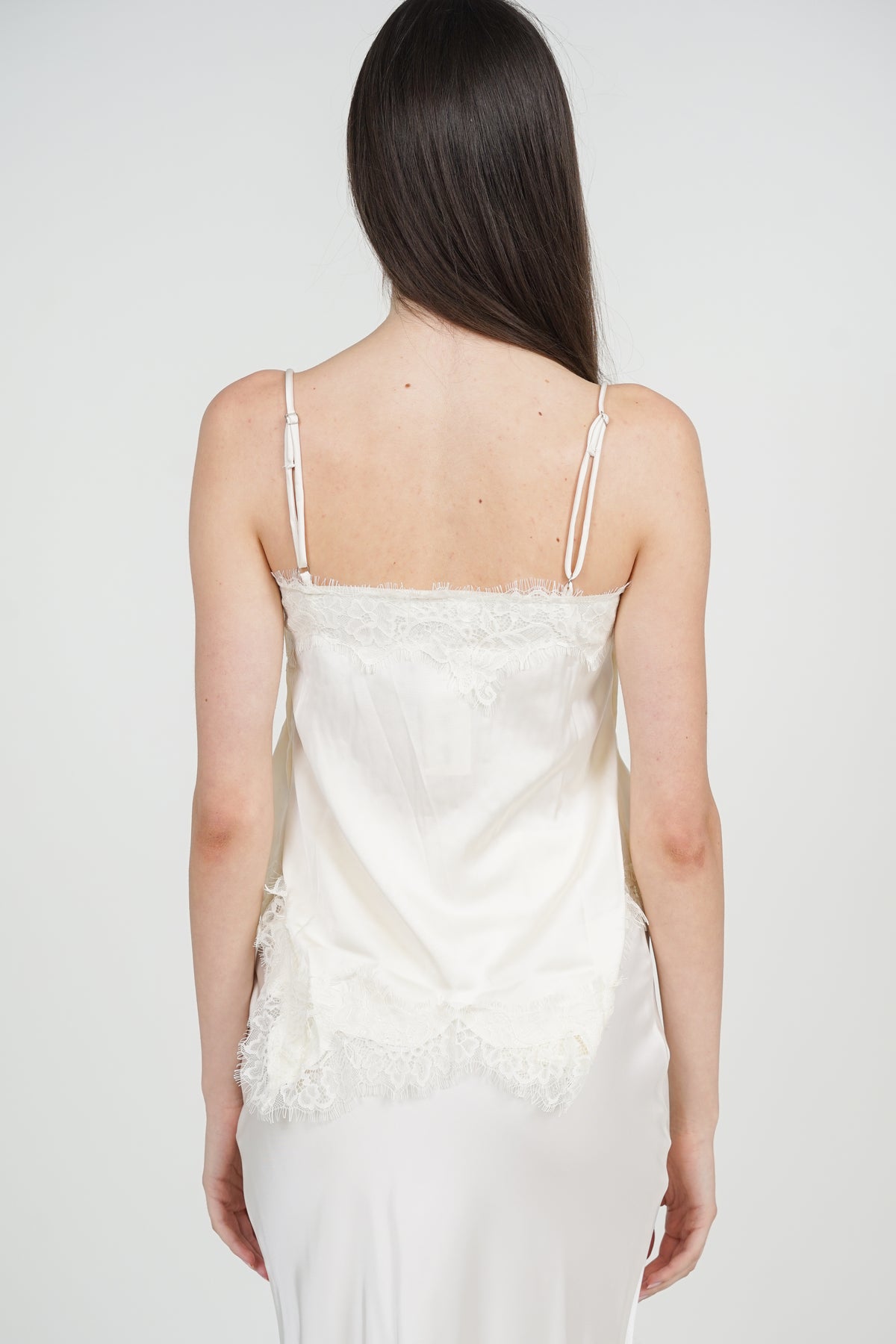 Pintuck Cami Top in Apricot Lace Trim