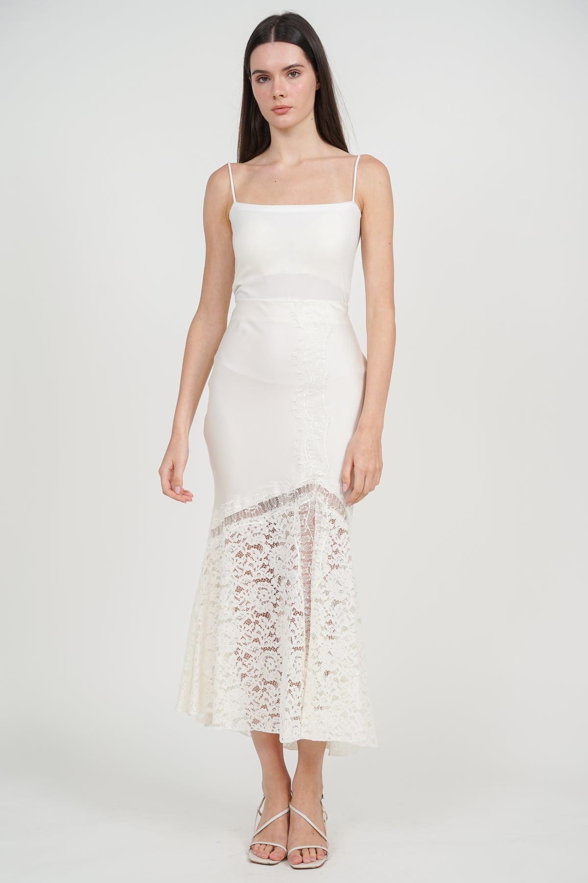 Fishtail Skirt in Apricot Lace Trim