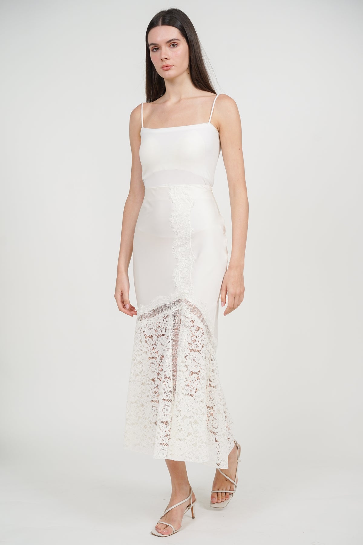 Fishtail Skirt in Apricot Lace Trim