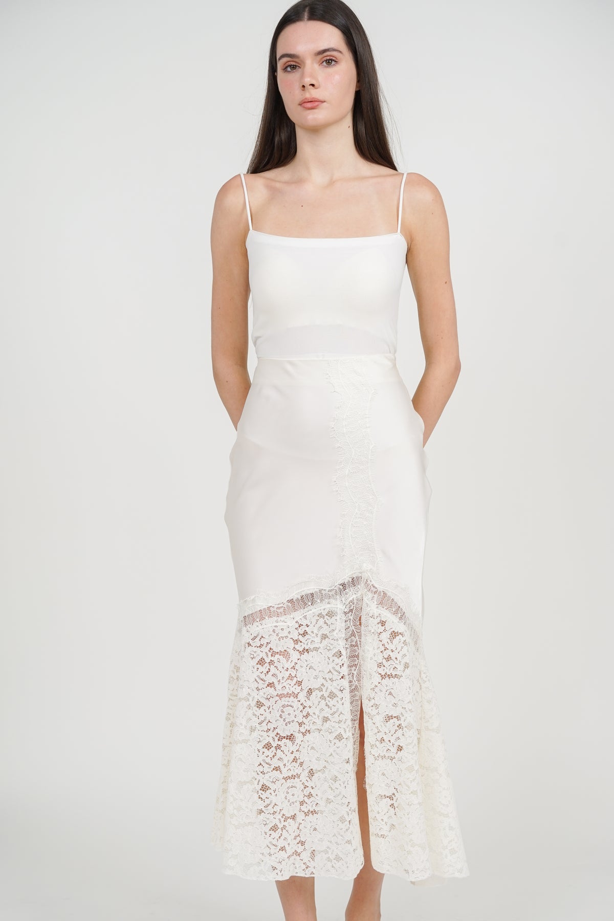 Fishtail Skirt in Apricot Lace Trim