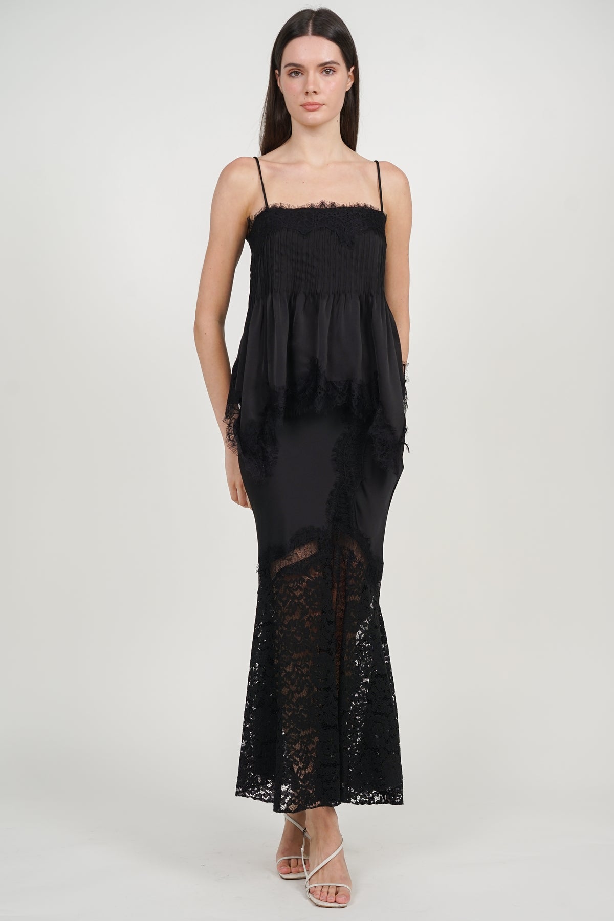 Fishtail Skirt in Black Lace Trim