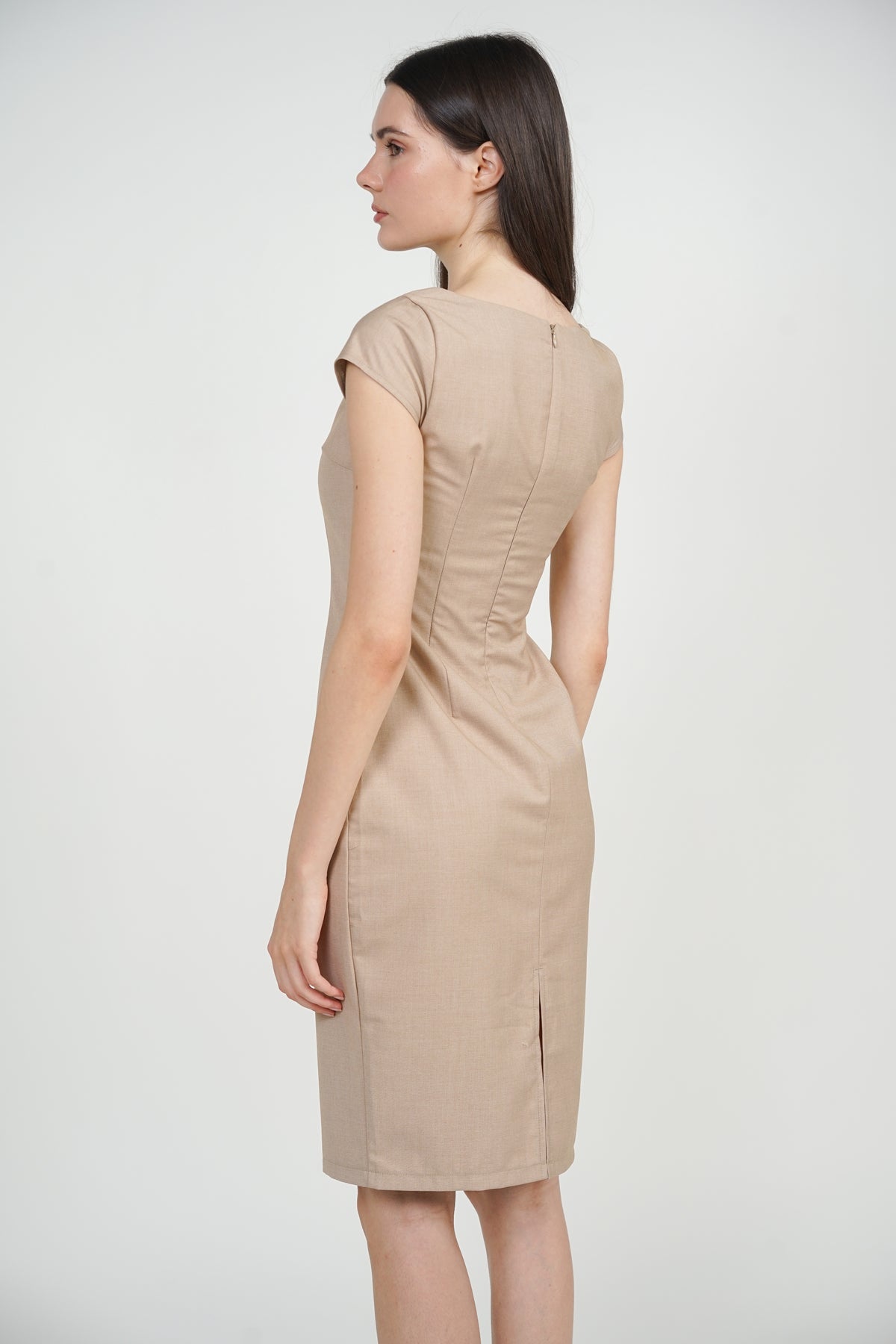 Cap Sleeve Midi Dress in Apricot