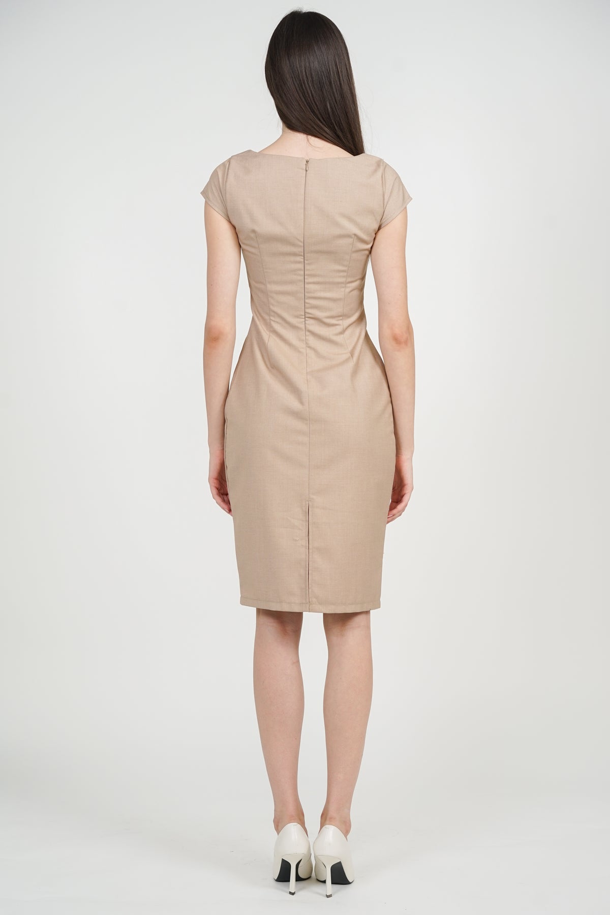 Cap Sleeve Midi Dress in Apricot
