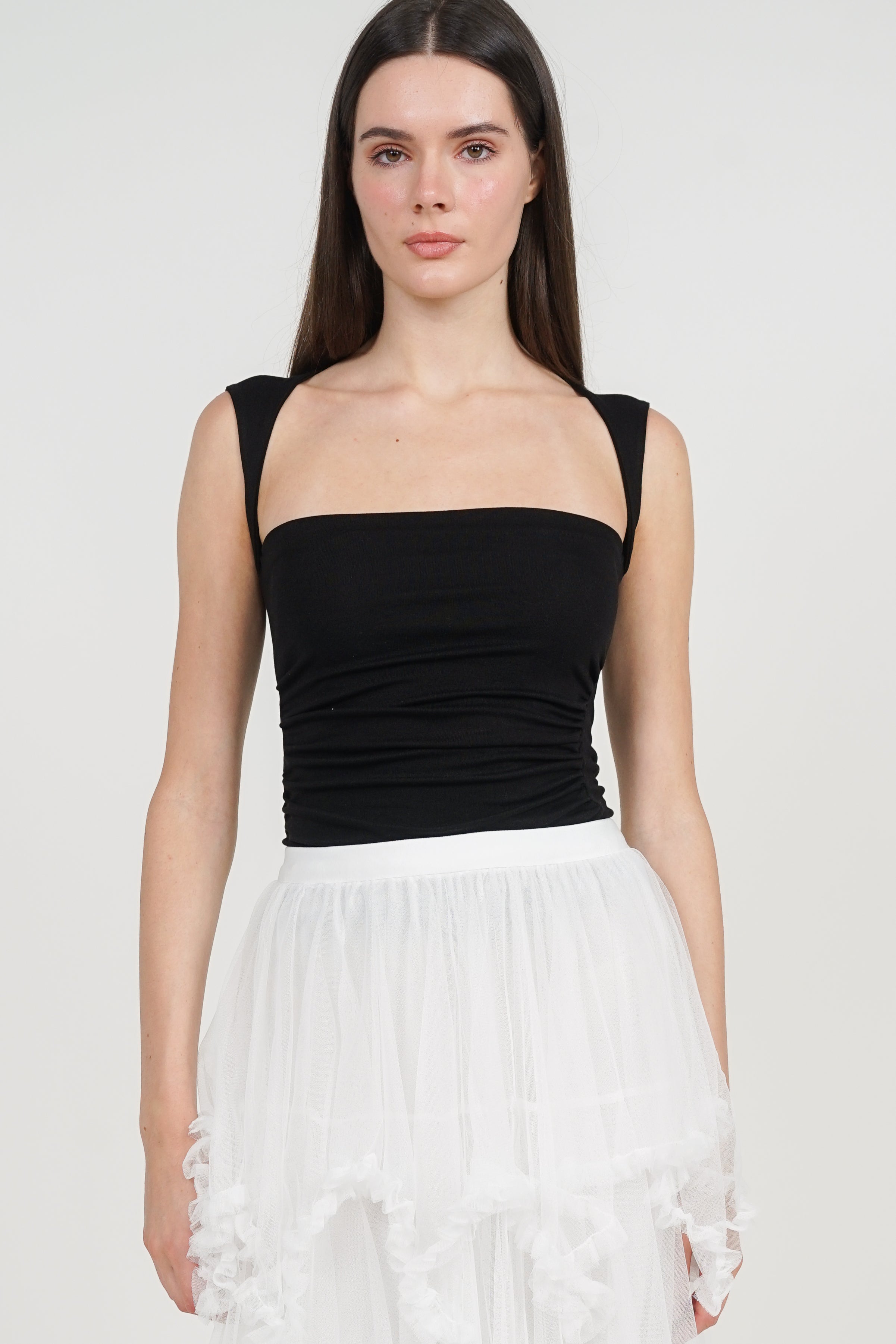 Square Neck Tank Top in Black