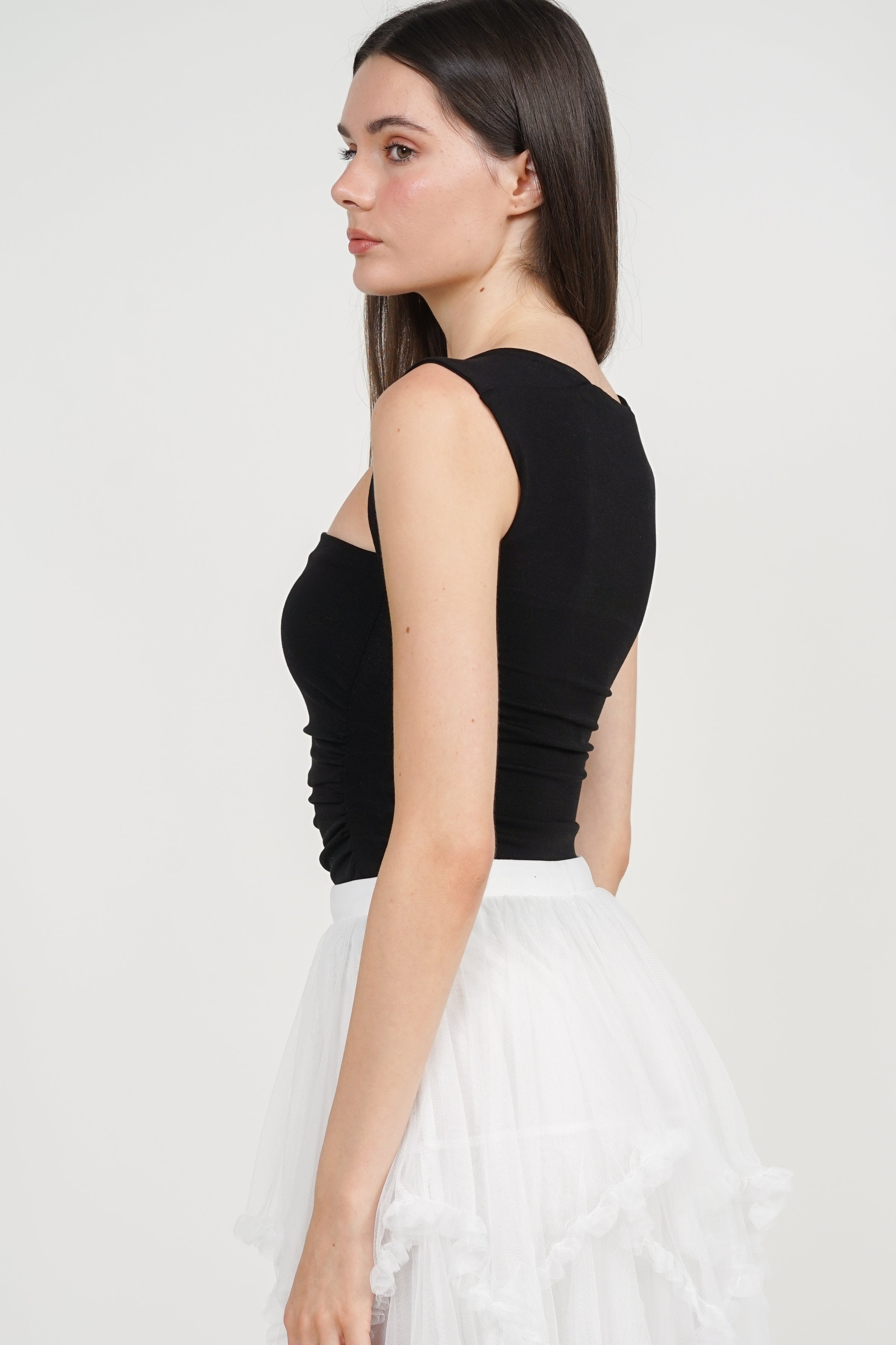 Square Neck Tank Top in Black
