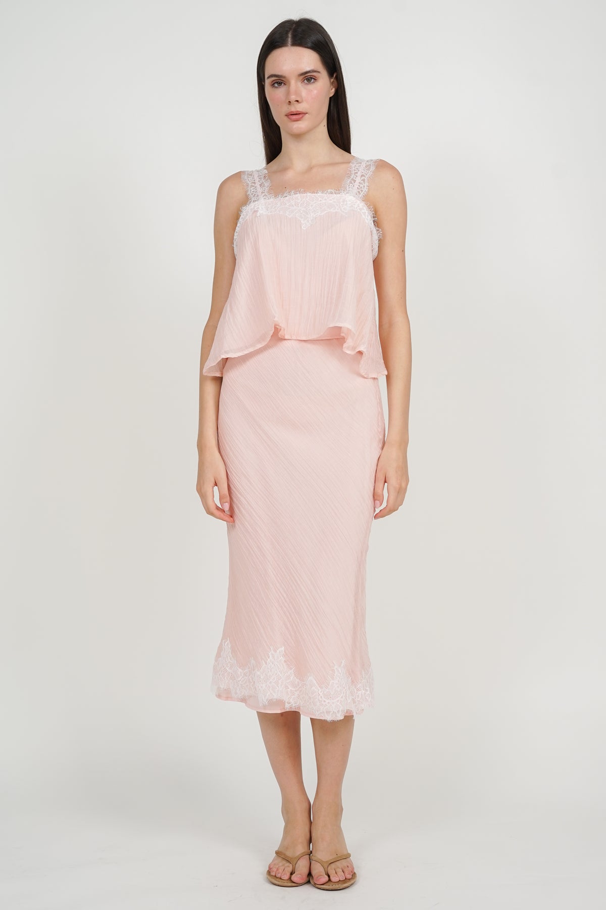 Cami Lace Slip On Top in Pink