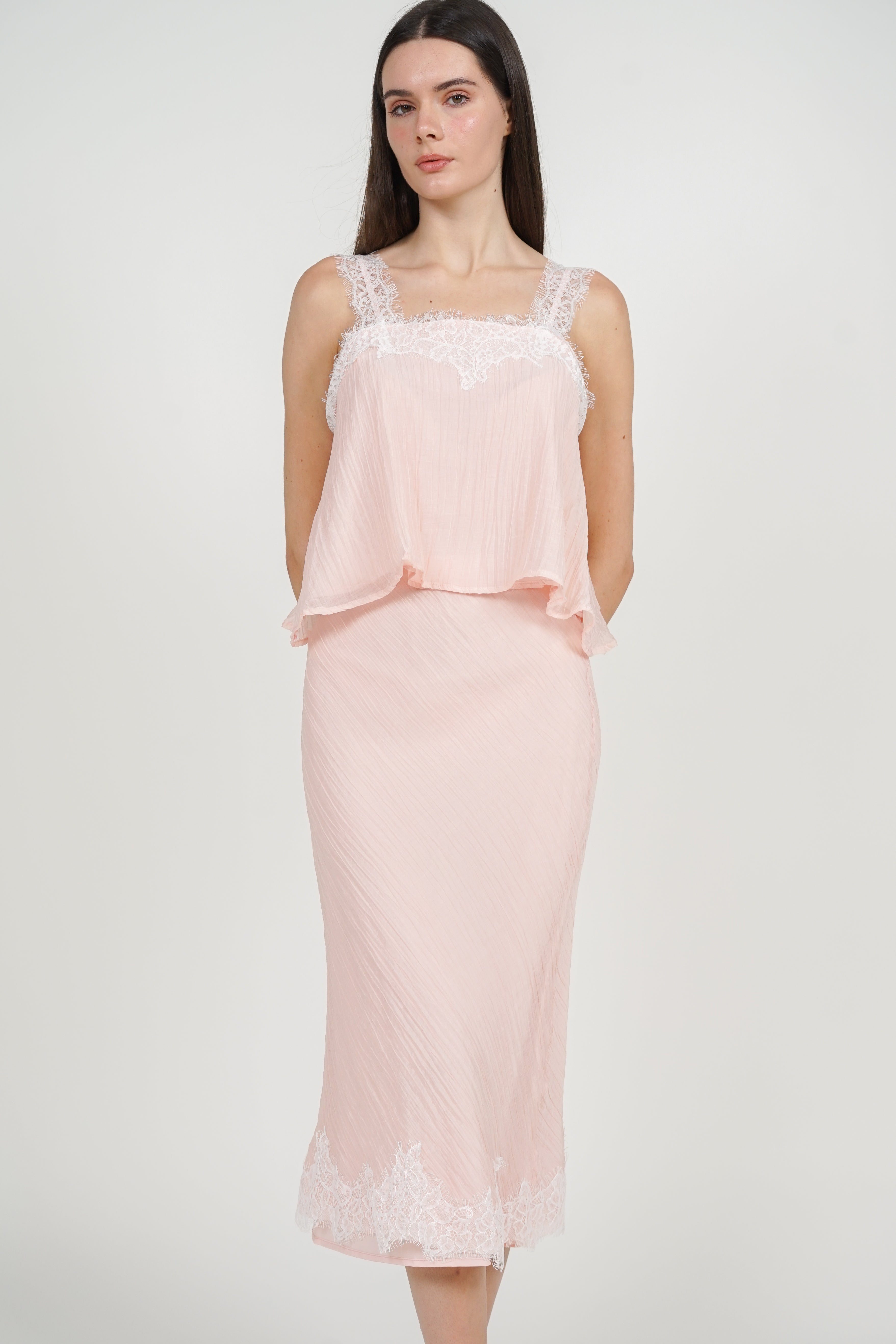 Cami Lace Slip On Top in Pink