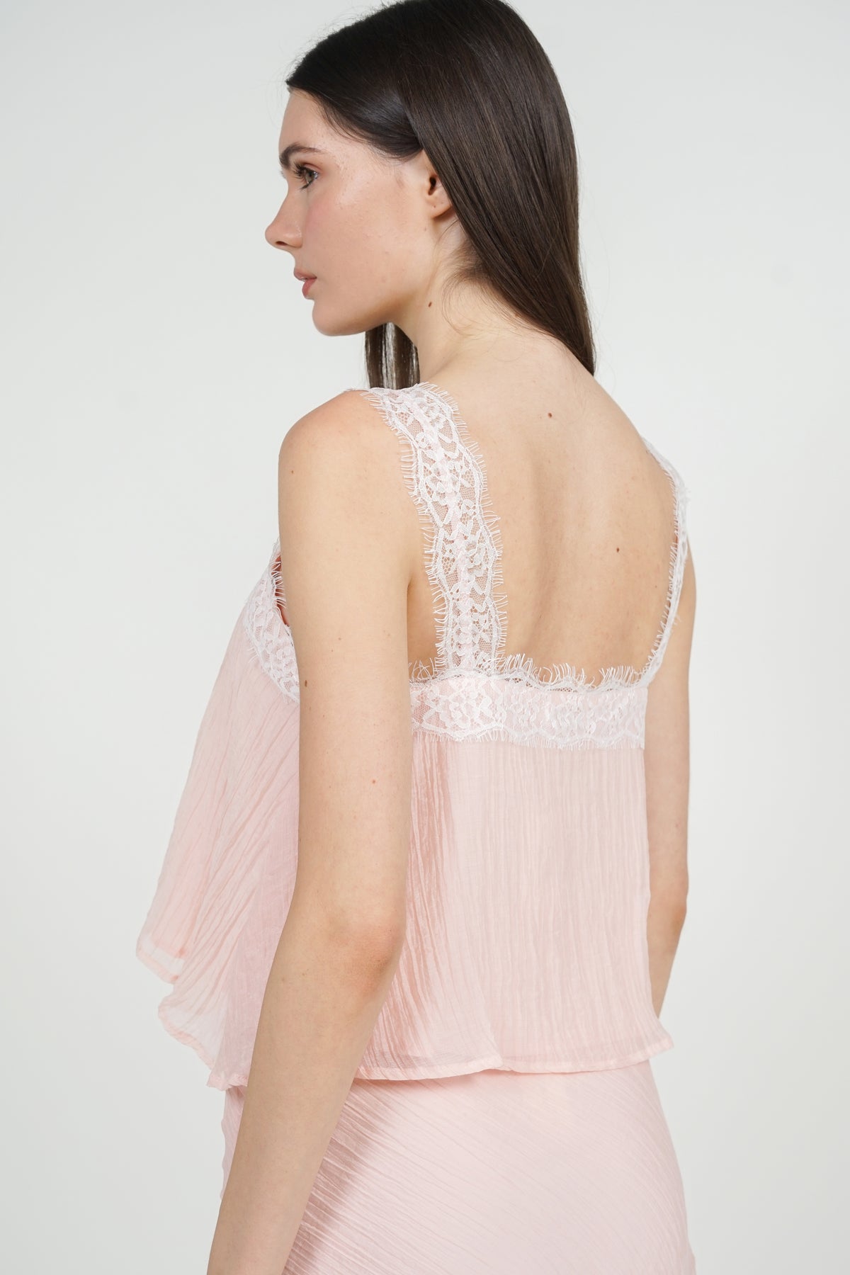 Cami Lace Slip On Top in Pink