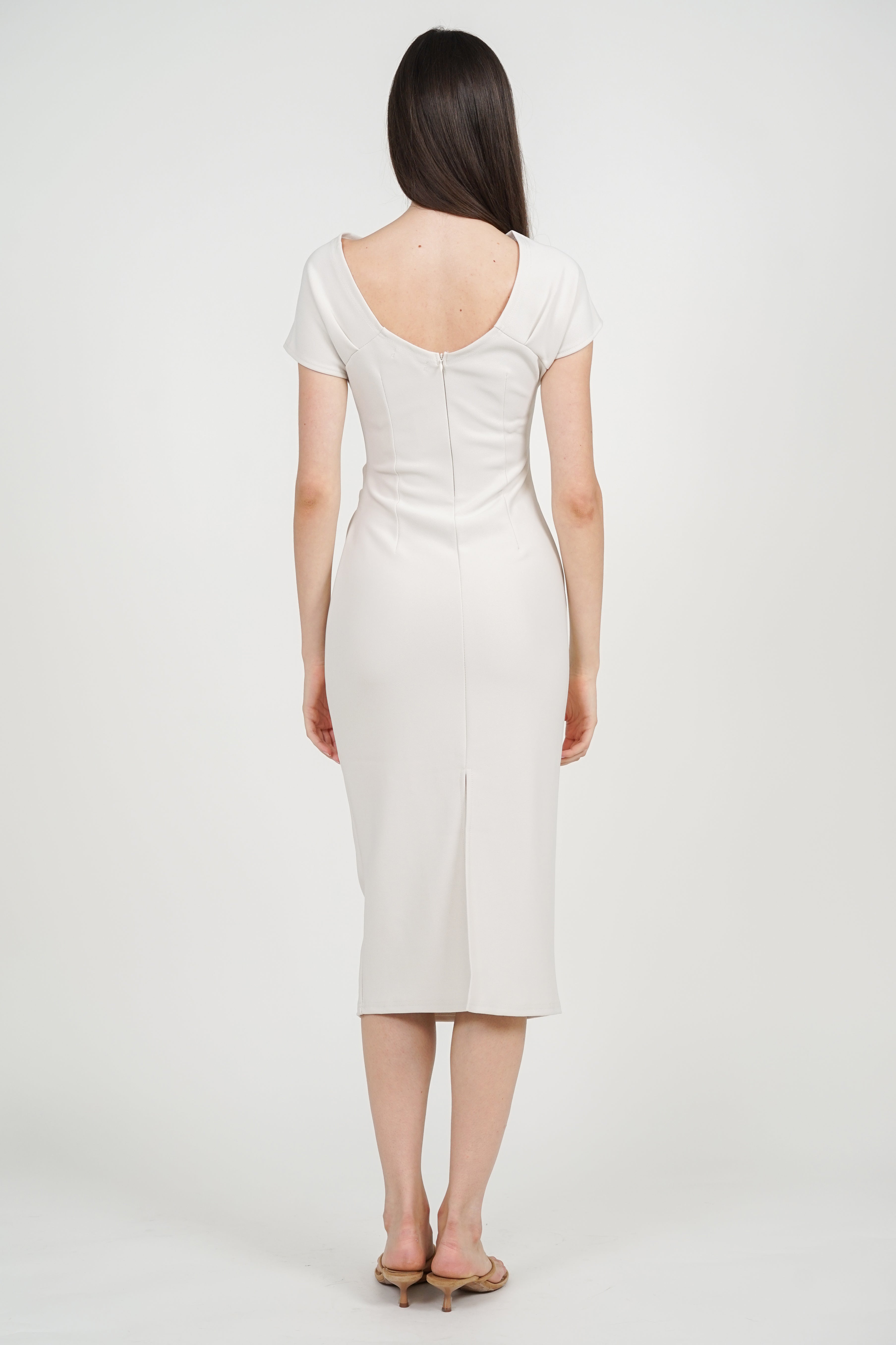 One Shoulder Midi Dress in Off-White