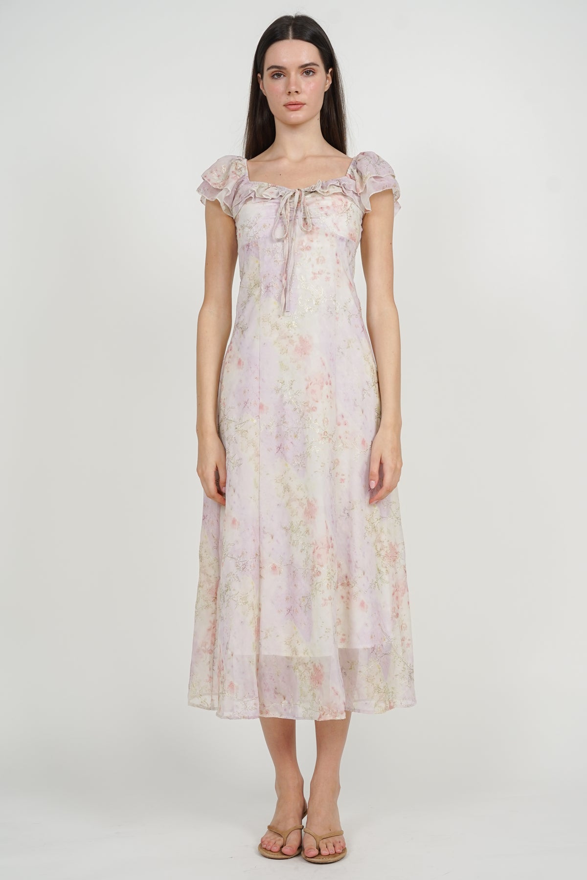 Two-way Ruffle Dress in Lilac Floral