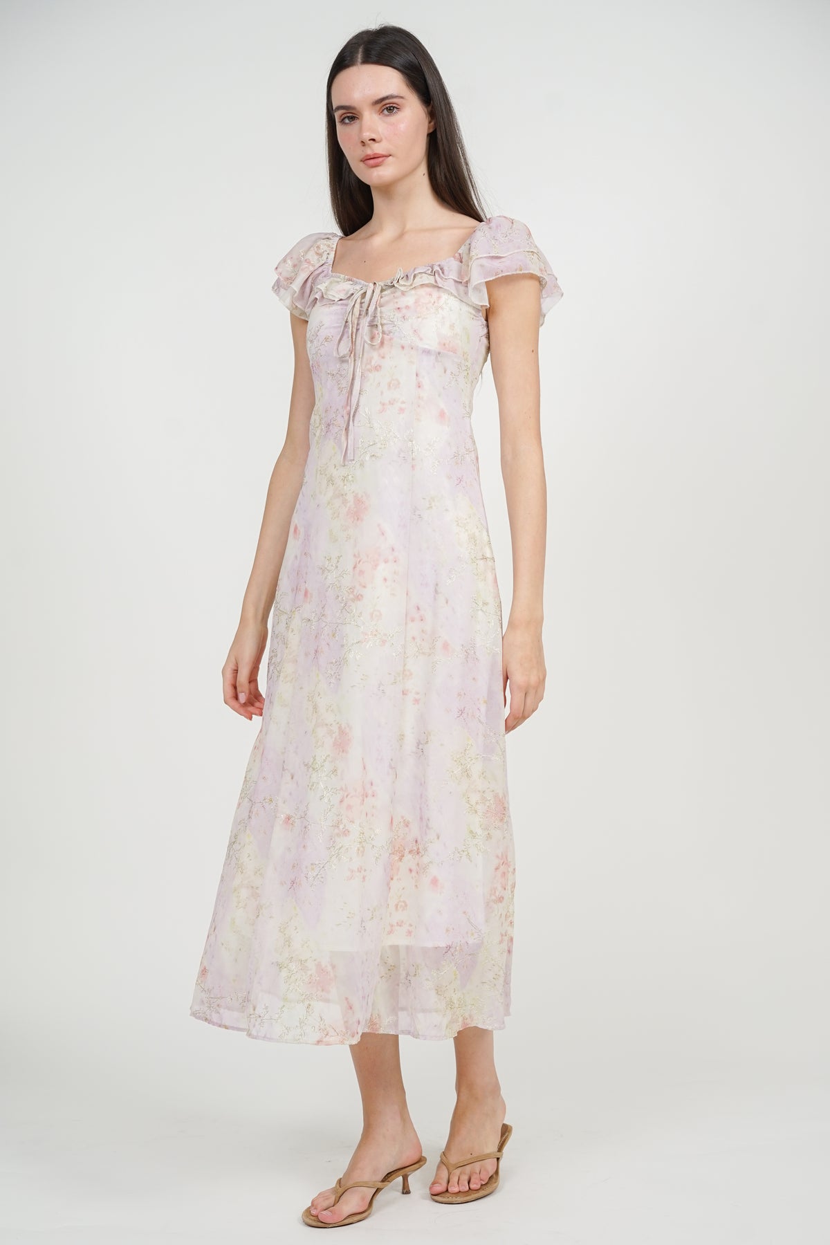 Two-way Ruffle Dress in Lilac Floral