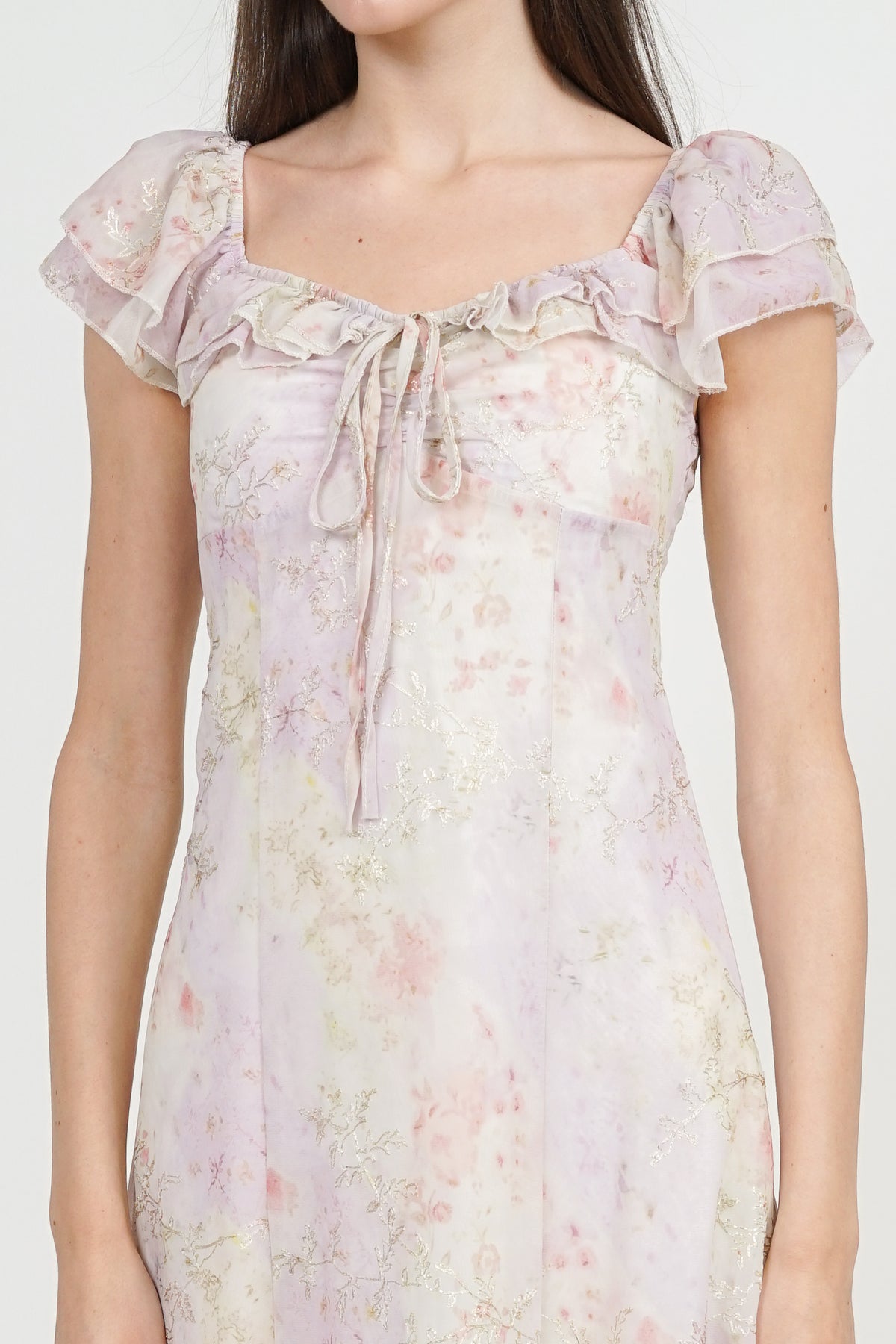 Two-way Ruffle Dress in Lilac Floral