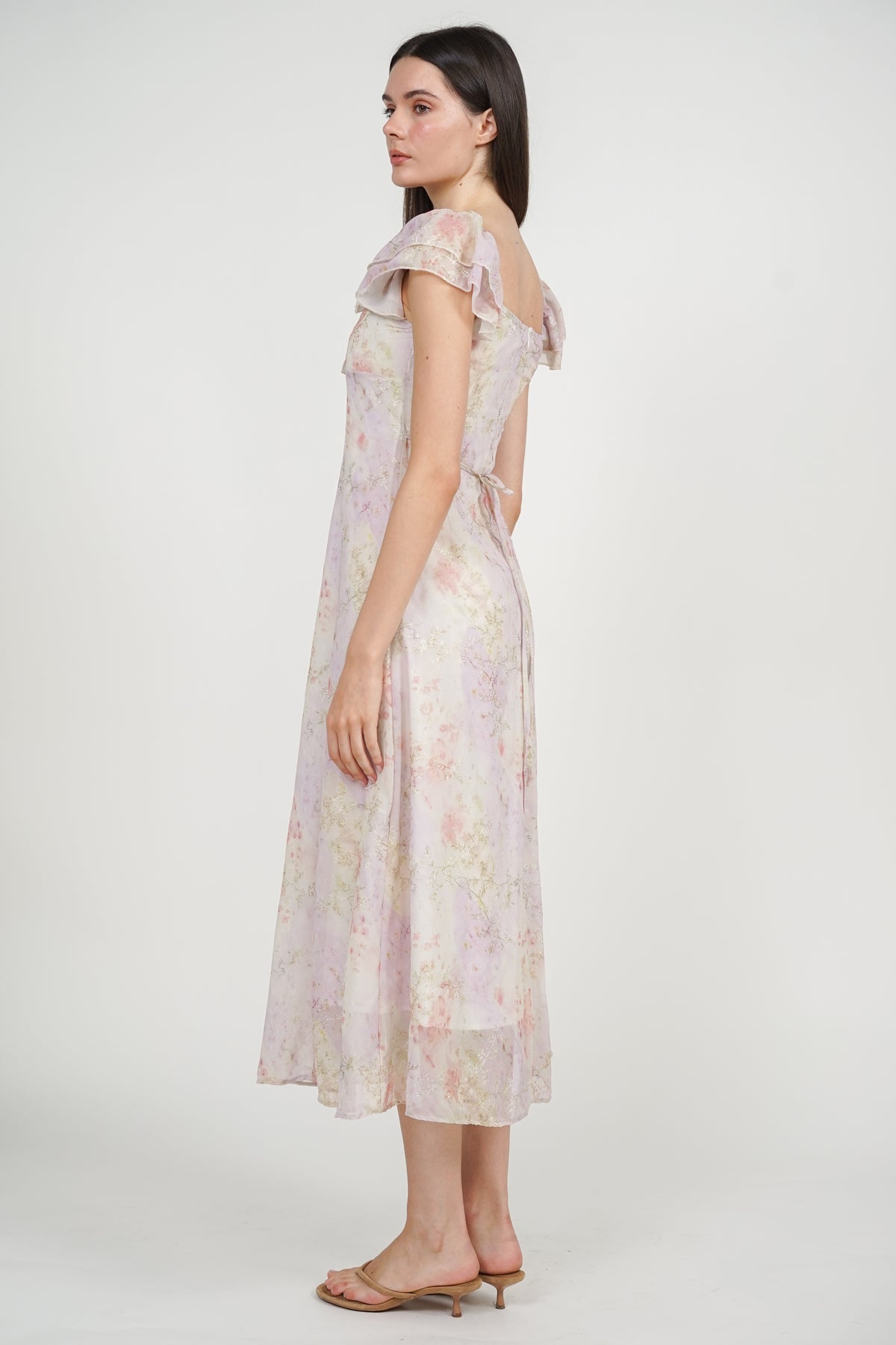 Two-way Ruffle Dress in Lilac Floral