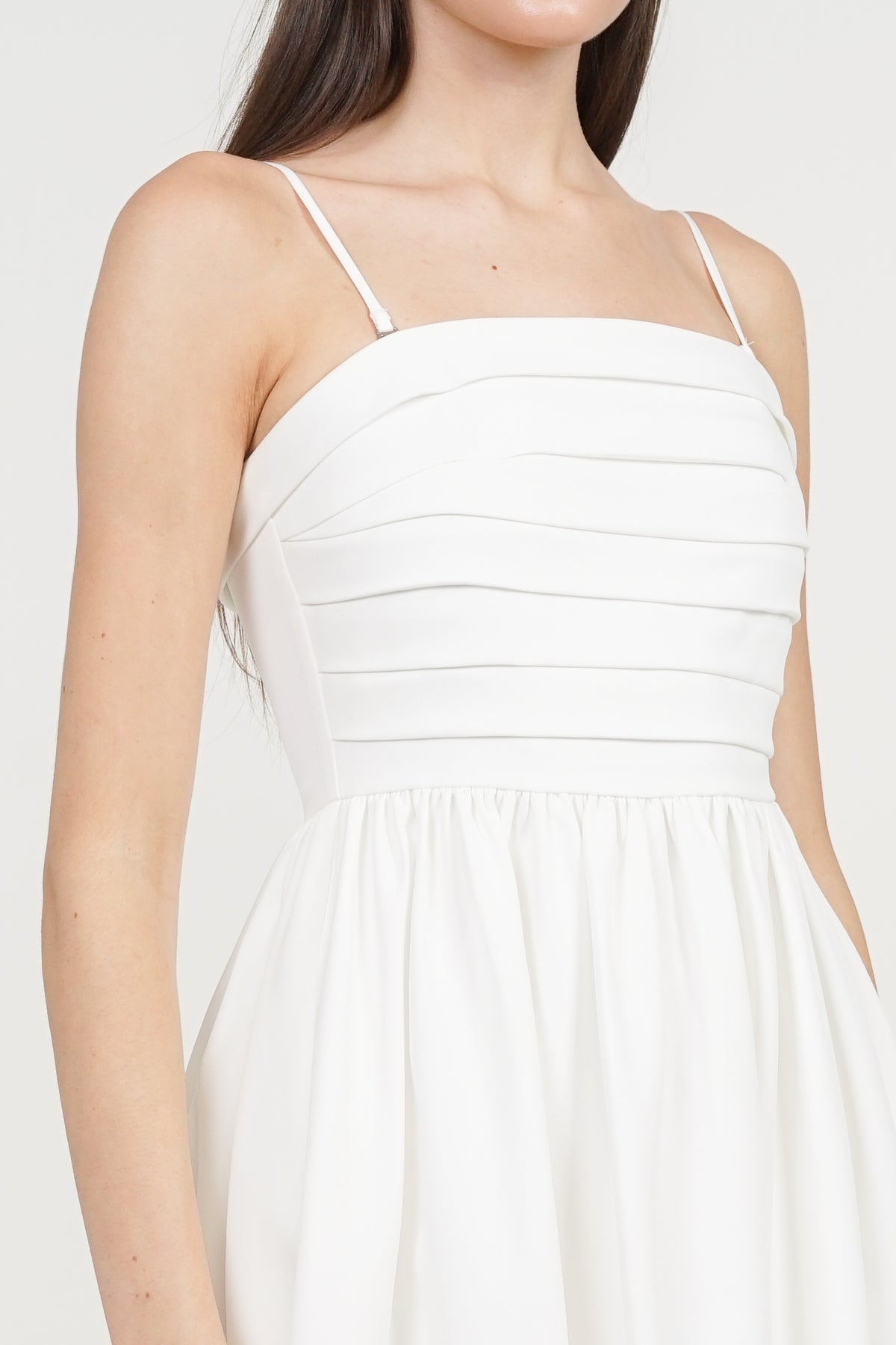Maxi Pleated Flare Dress in White