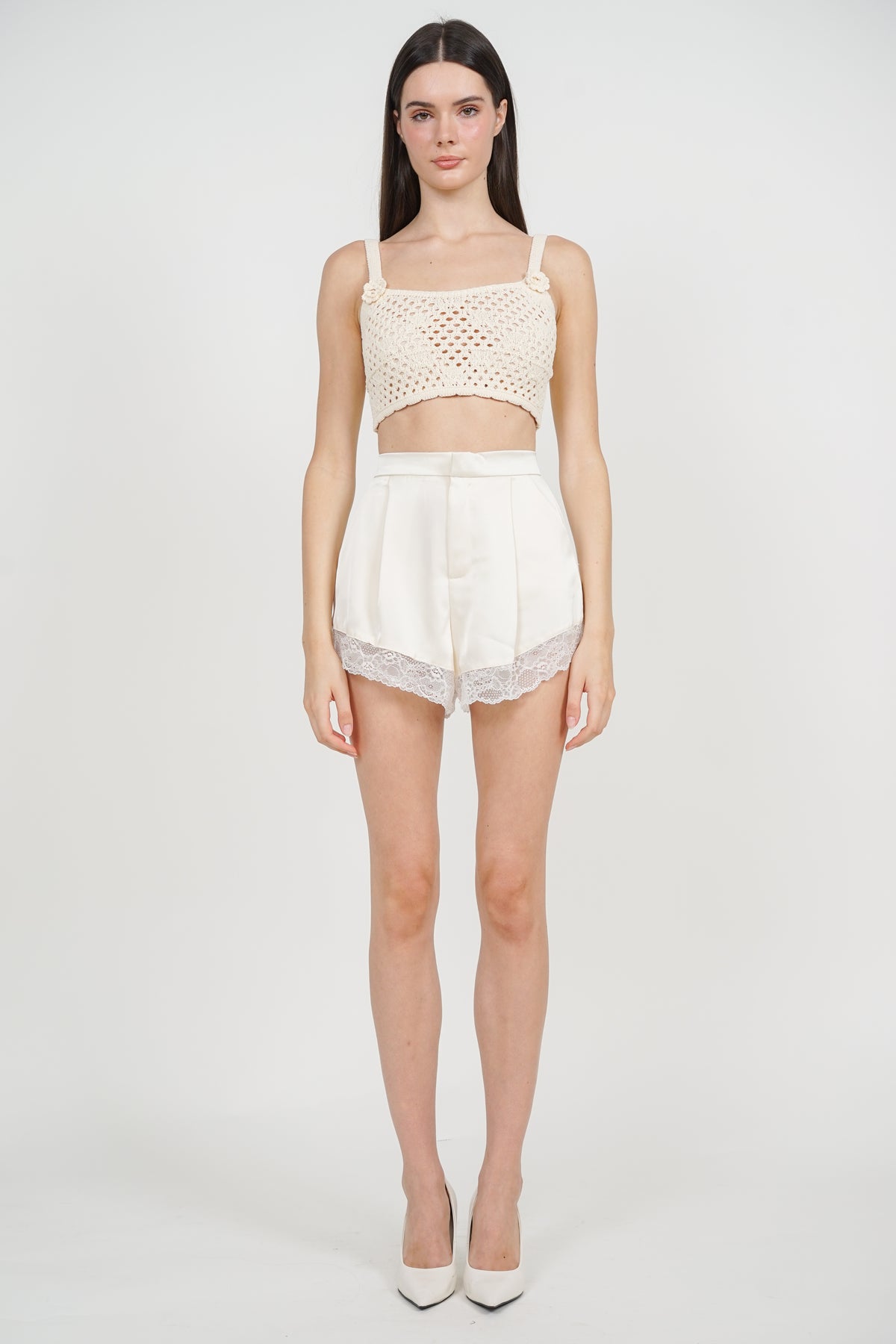 3D Flower Crop Top in Apricot