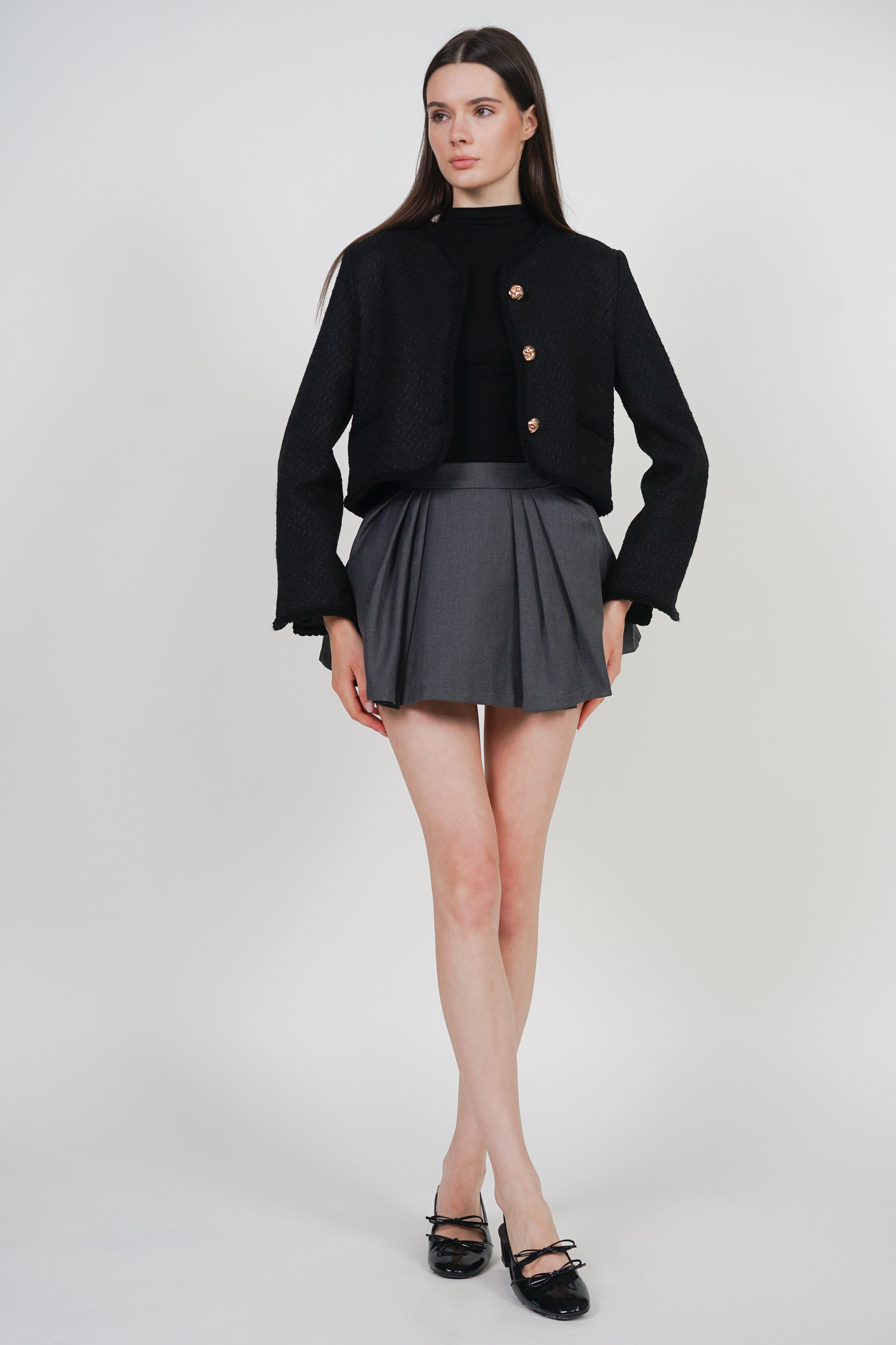 Boucle Tweed Jacket in Black