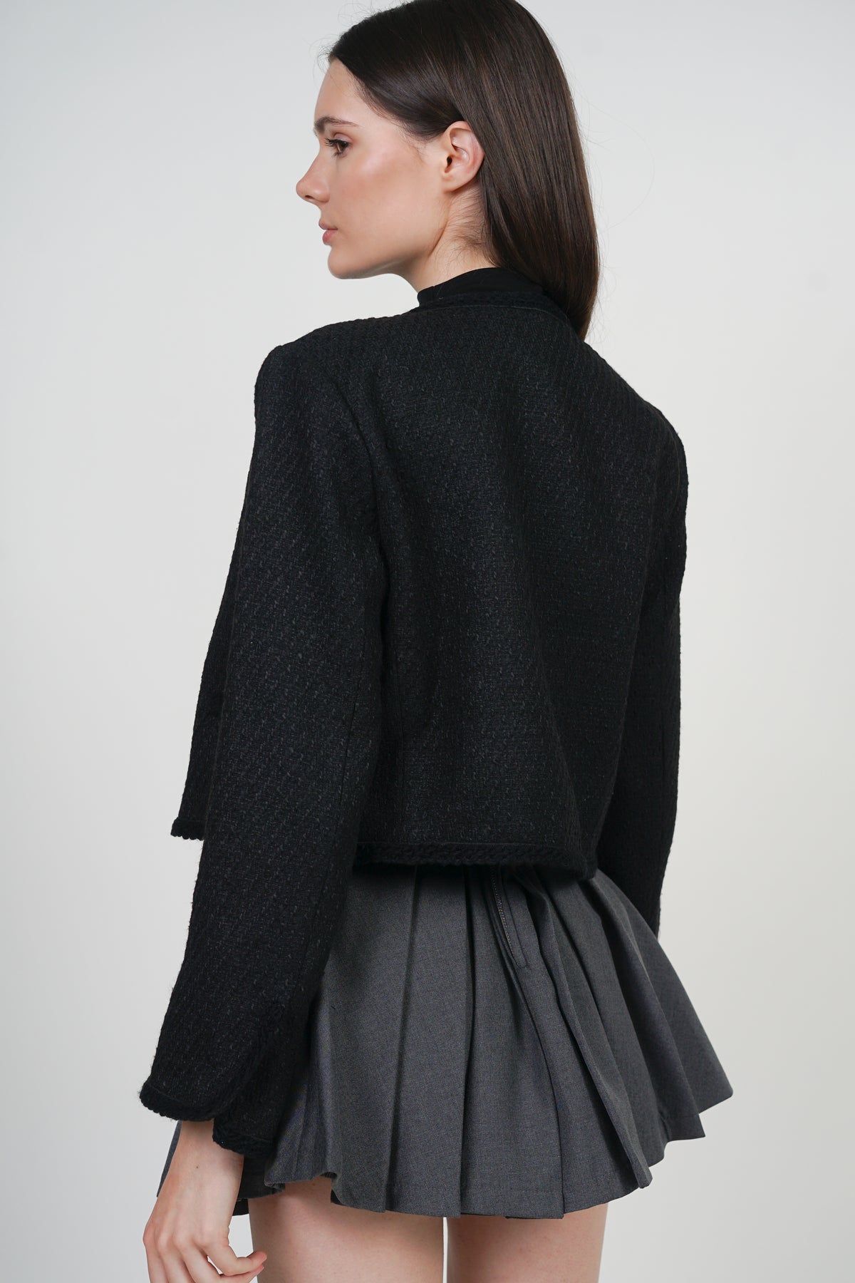 Boucle Tweed Jacket in Black