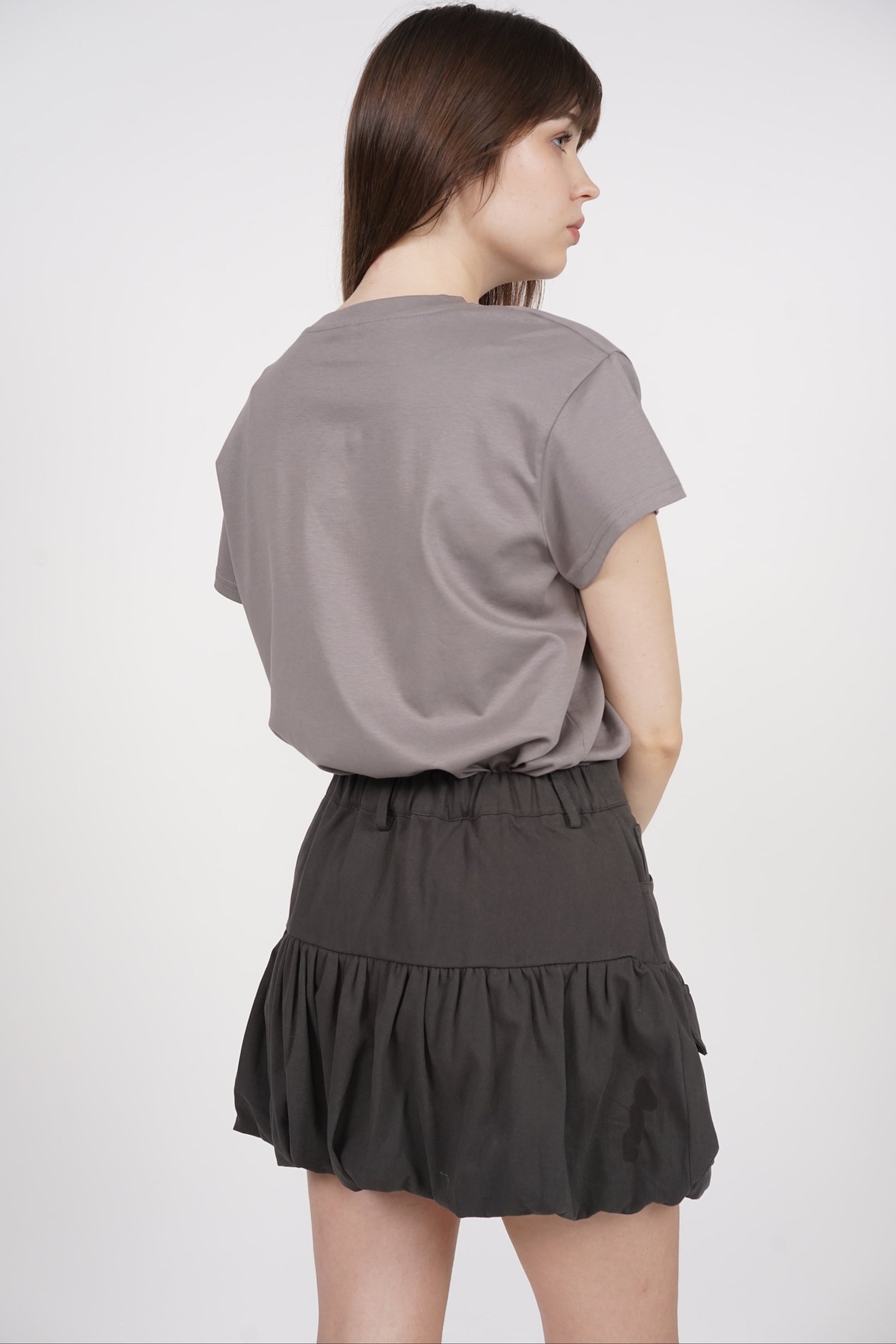 Bubble-Hem Skorts in Slate Grey