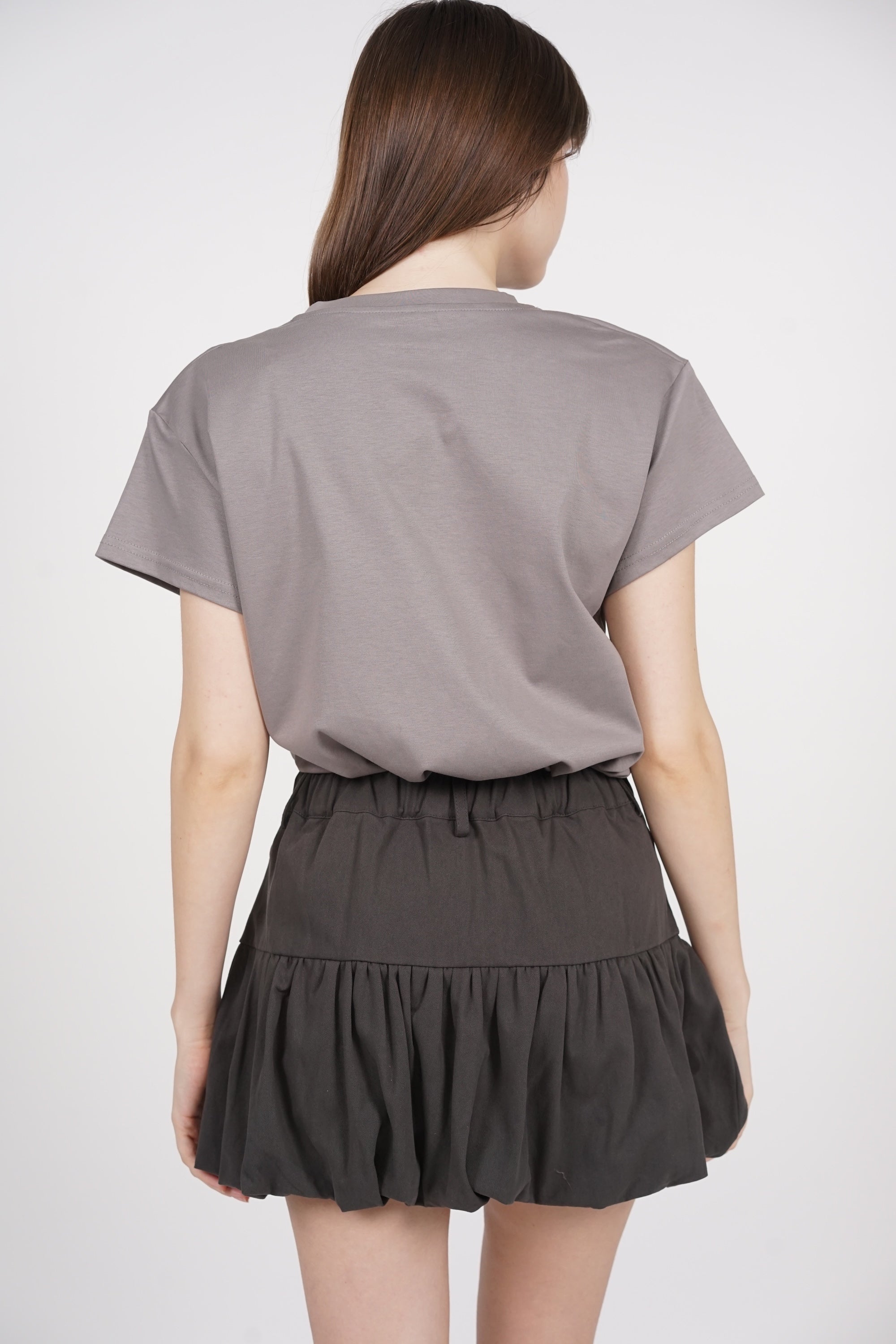 Bubble-Hem Skorts in Slate Grey