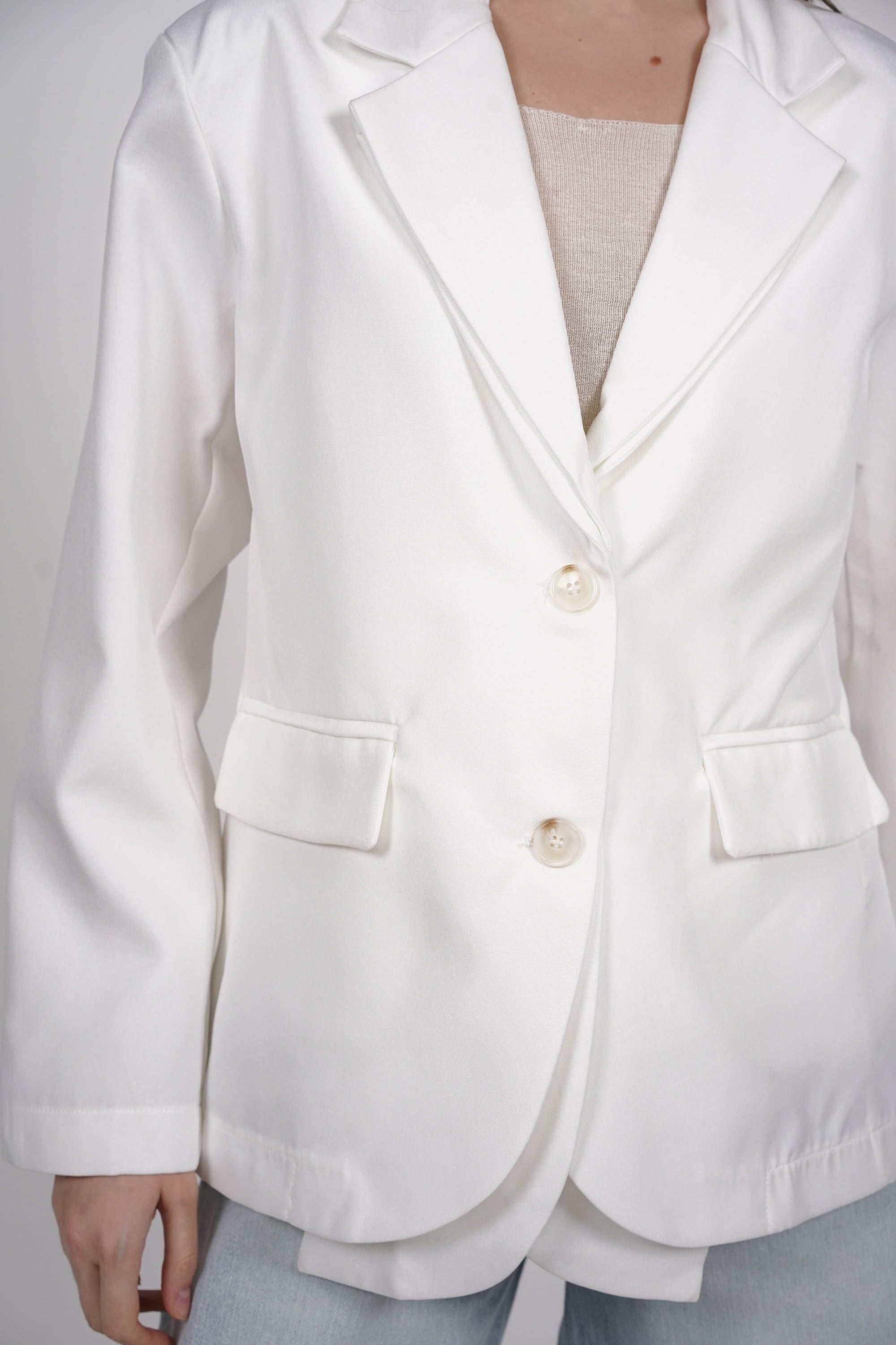 Dual Lapel Blazer in White