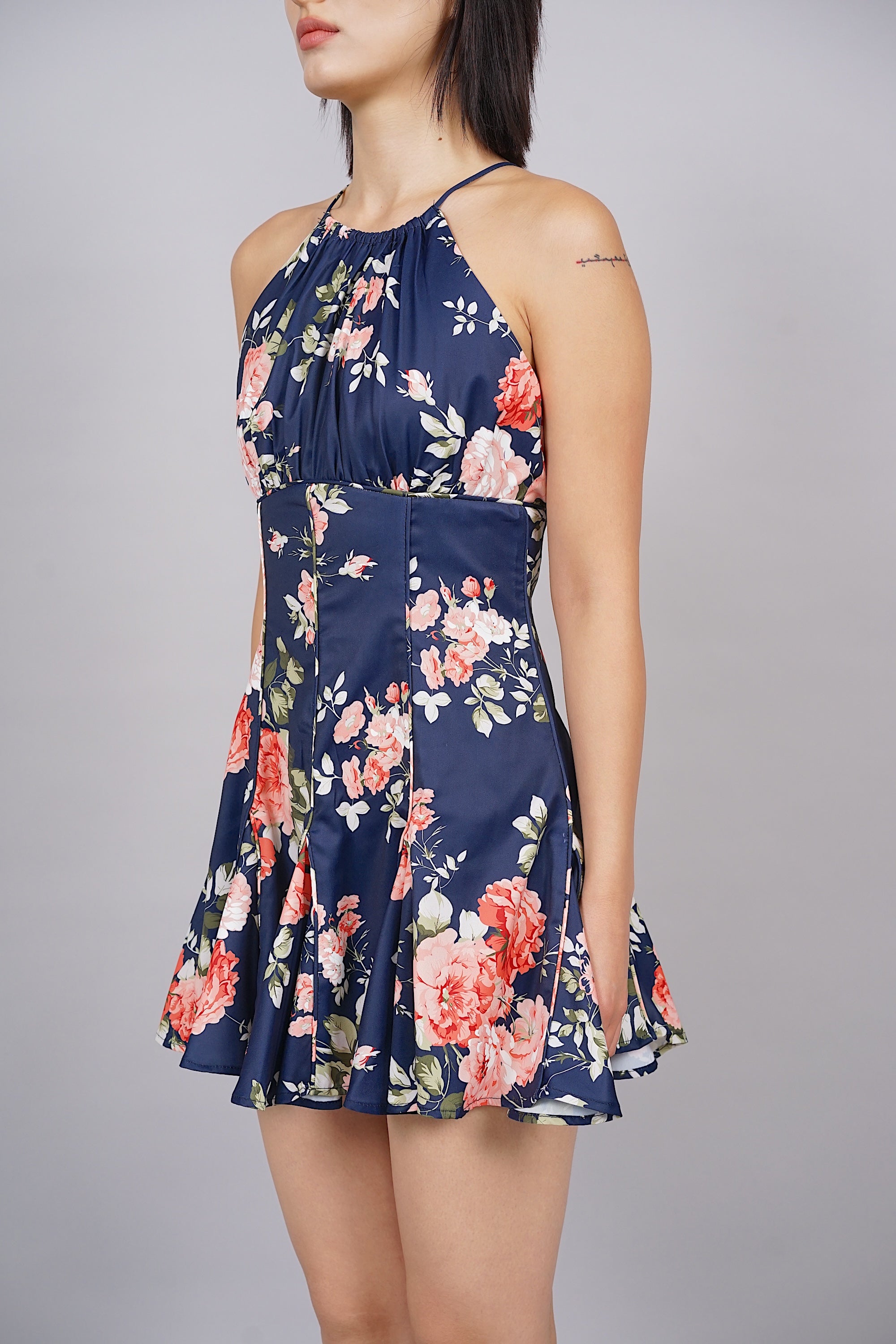 Emeria Halter Romper in Midnight Floral