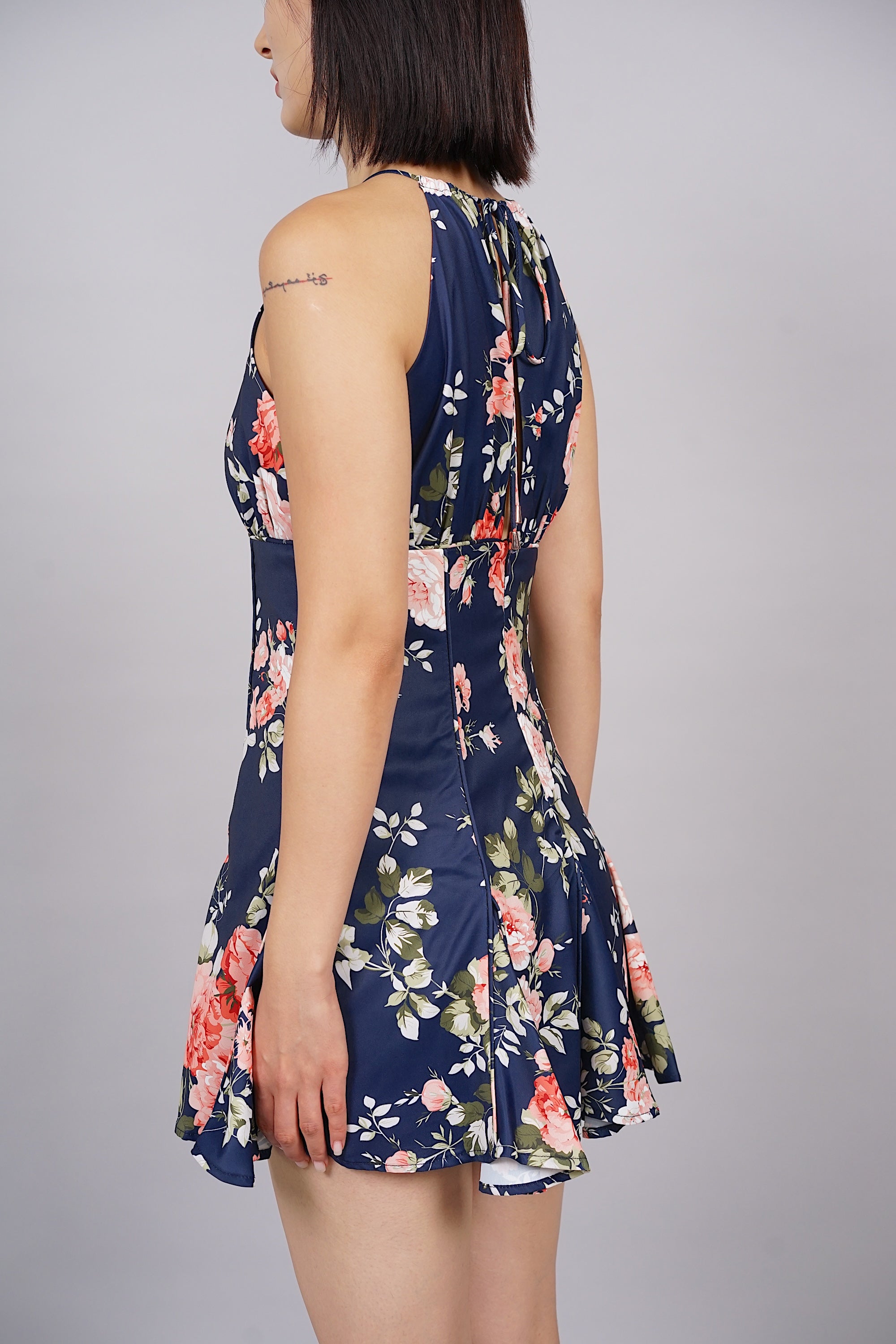 Emeria Halter Romper in Midnight Floral