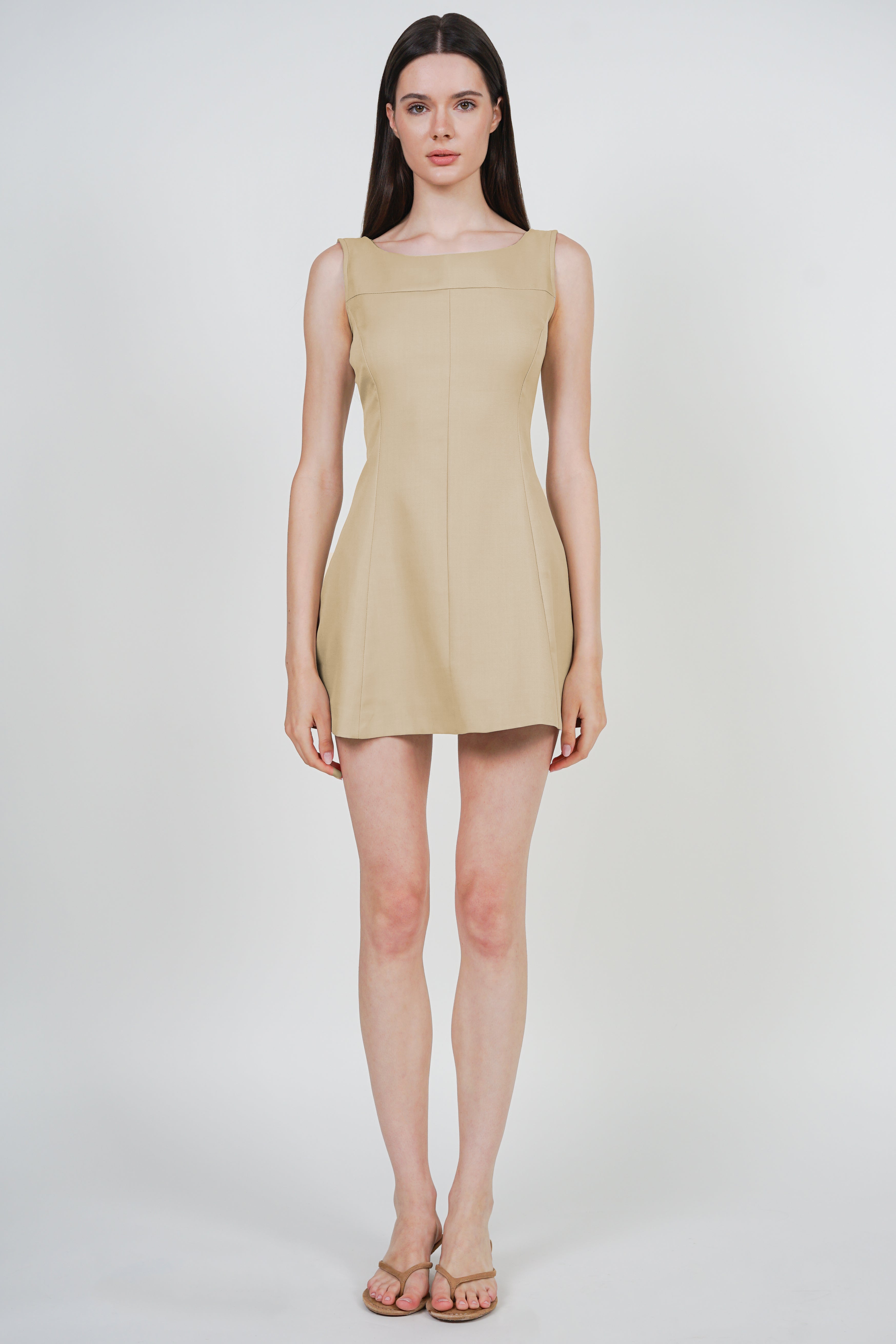 A-Line Vest Mini Dress in Khaki
