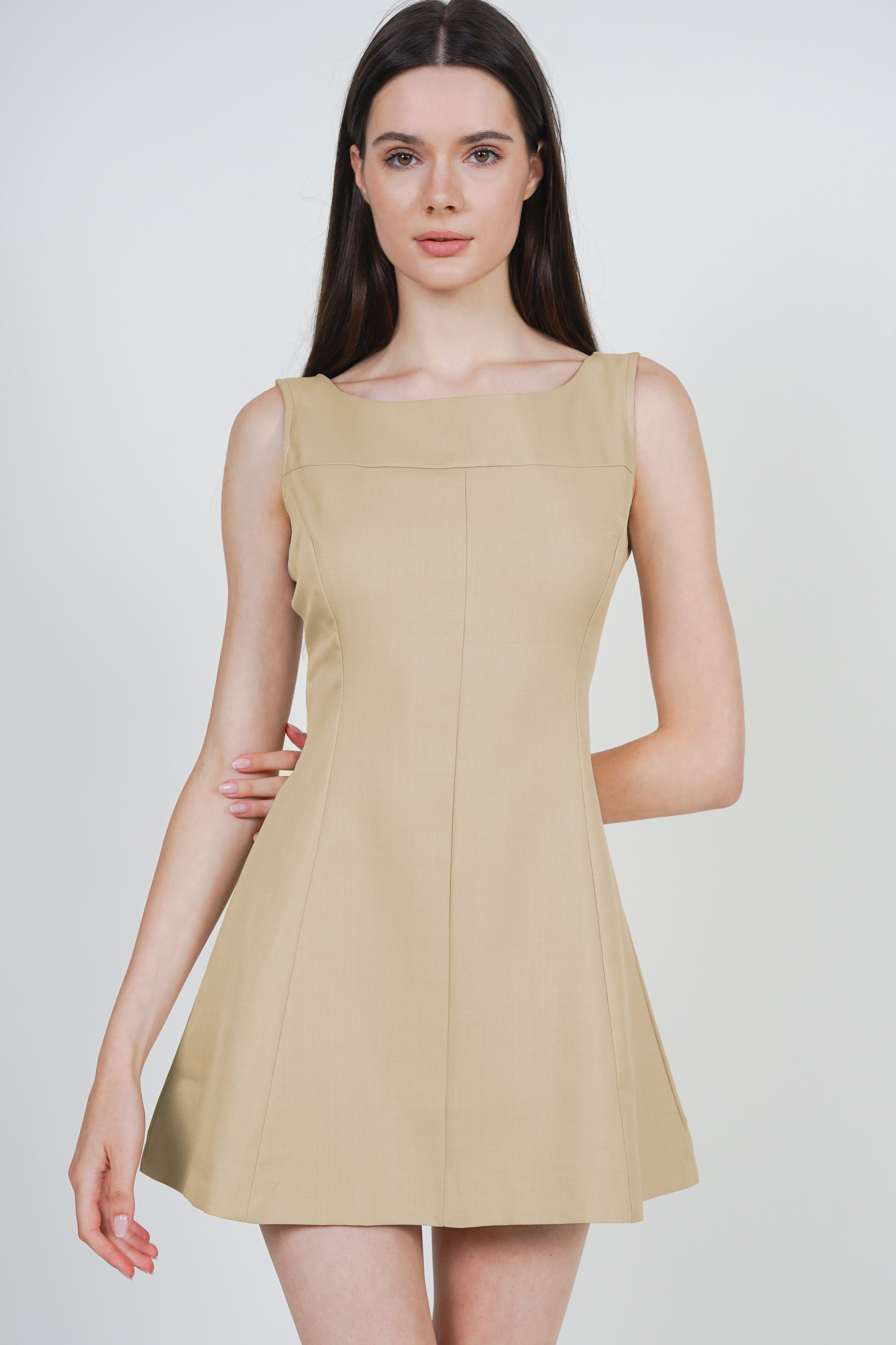 A-Line Vest Mini Dress in Khaki