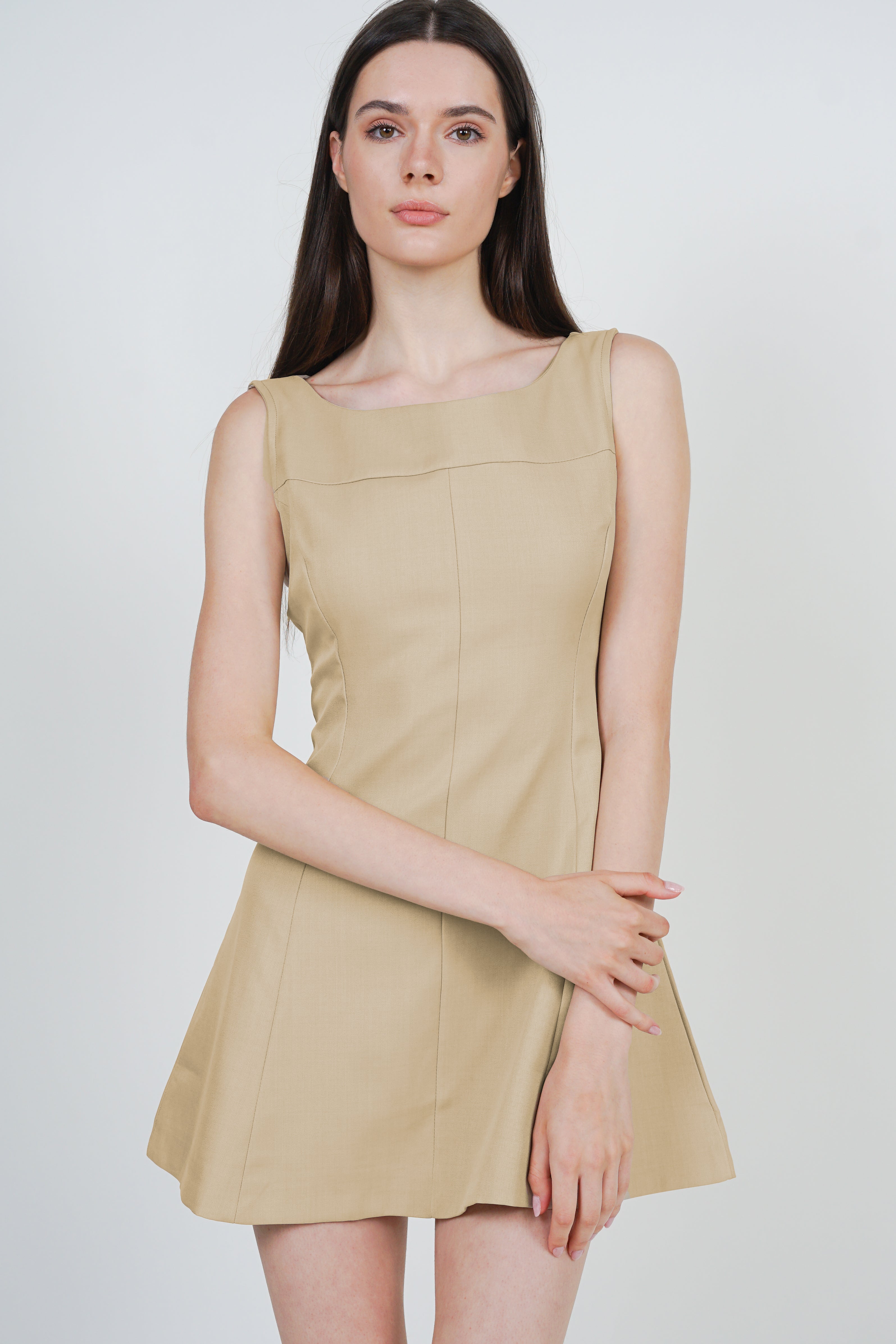 A-Line Vest Mini Dress in Khaki