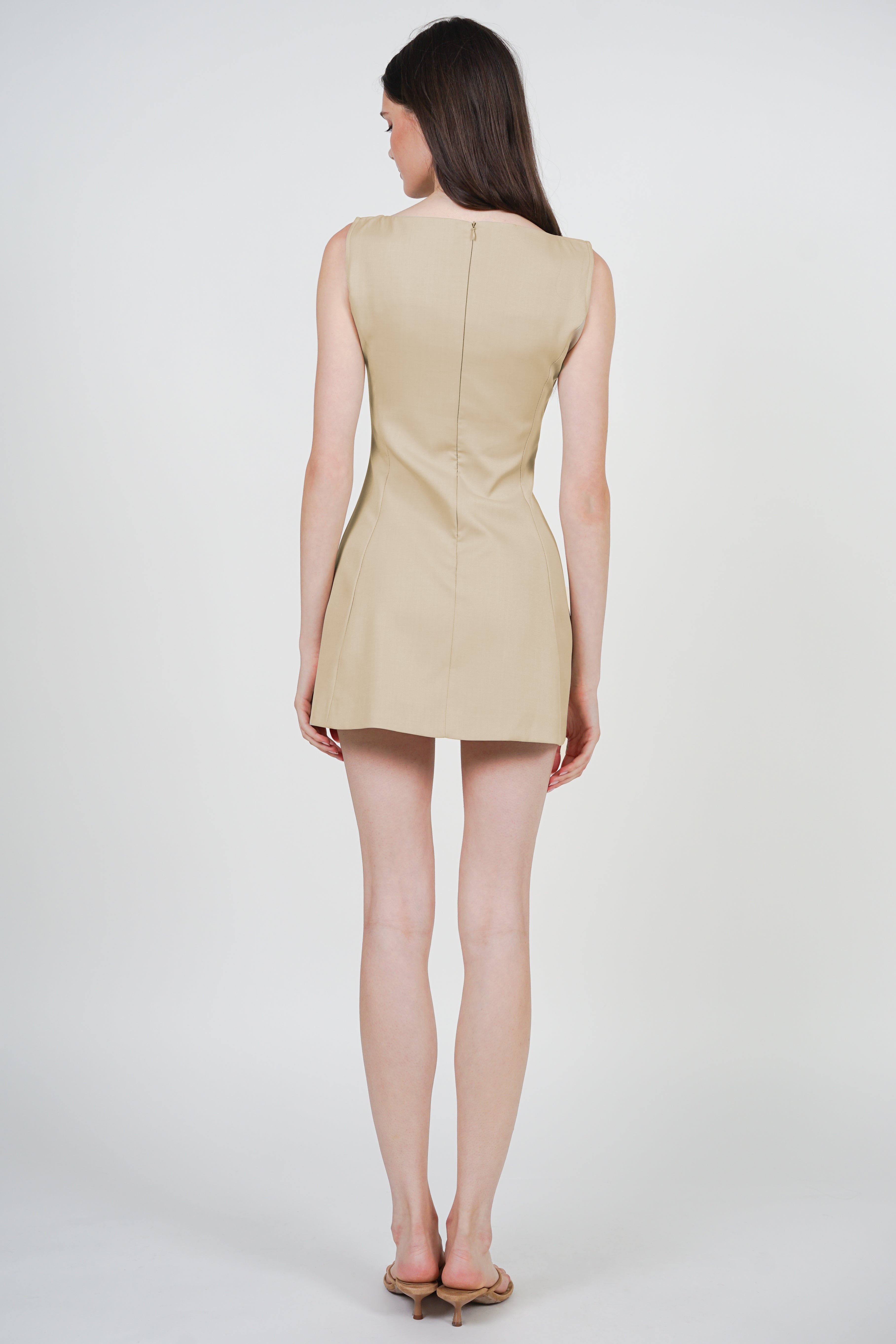 A-Line Vest Mini Dress in Khaki