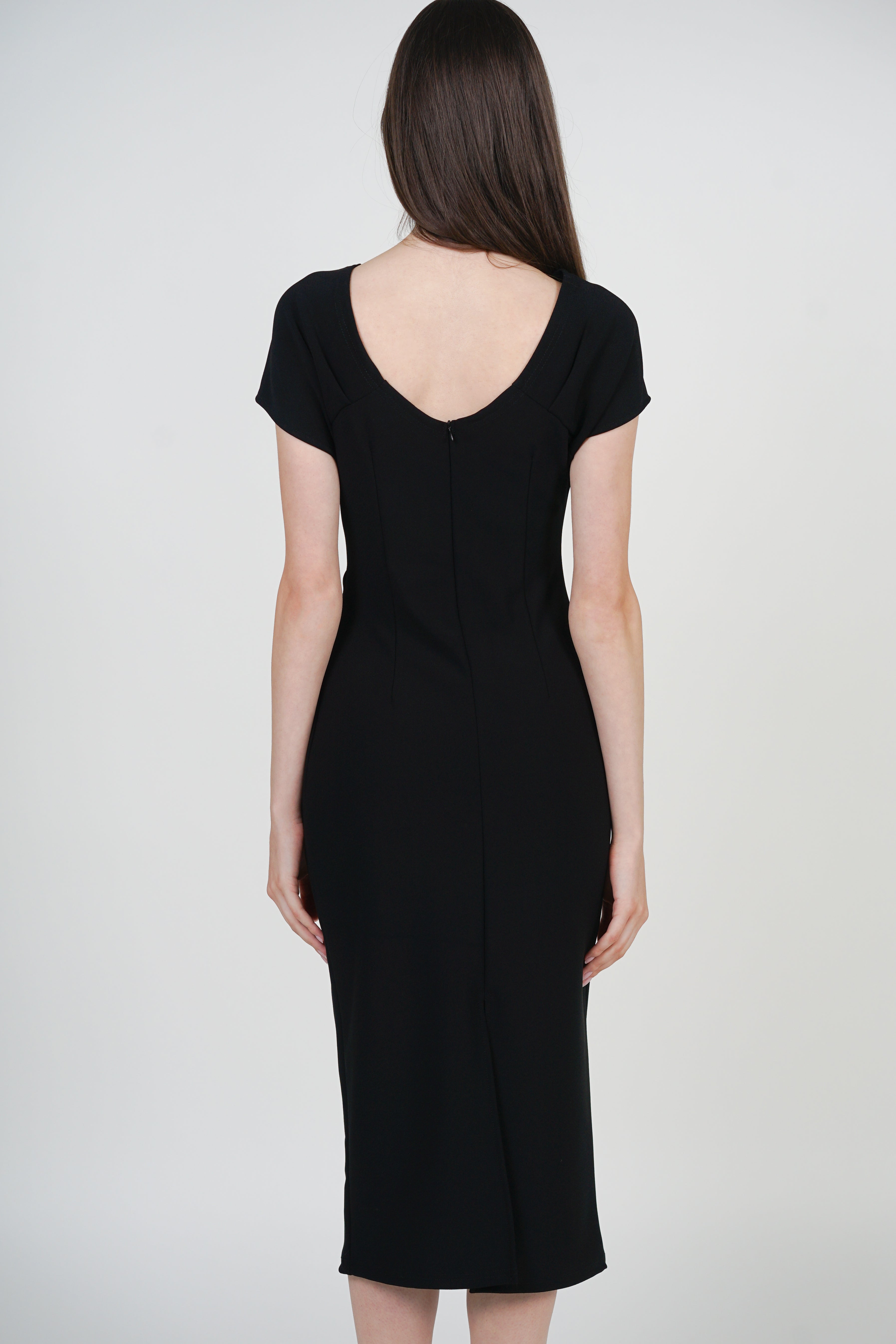 One Shoulder Midi Dress in Black