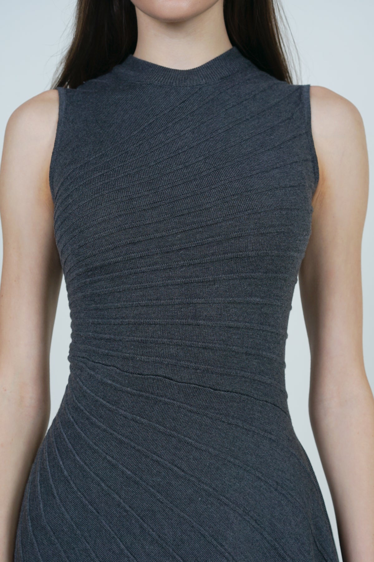 Asymmetrical Knit Dress in Dark Grey
