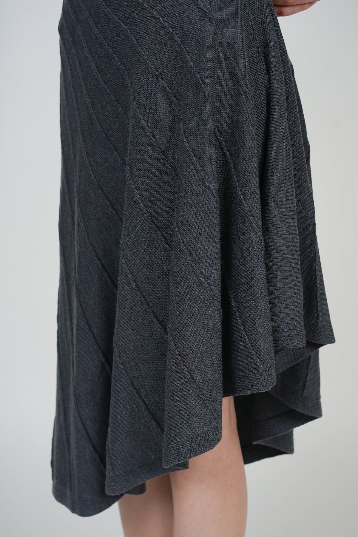 Asymmetrical Knit Dress in Dark Grey