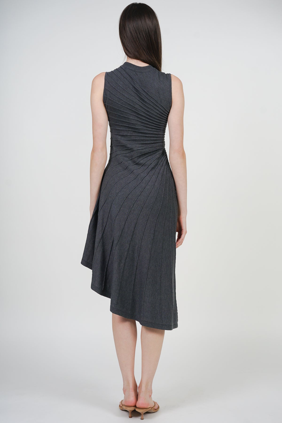 Asymmetrical Knit Dress in Dark Grey